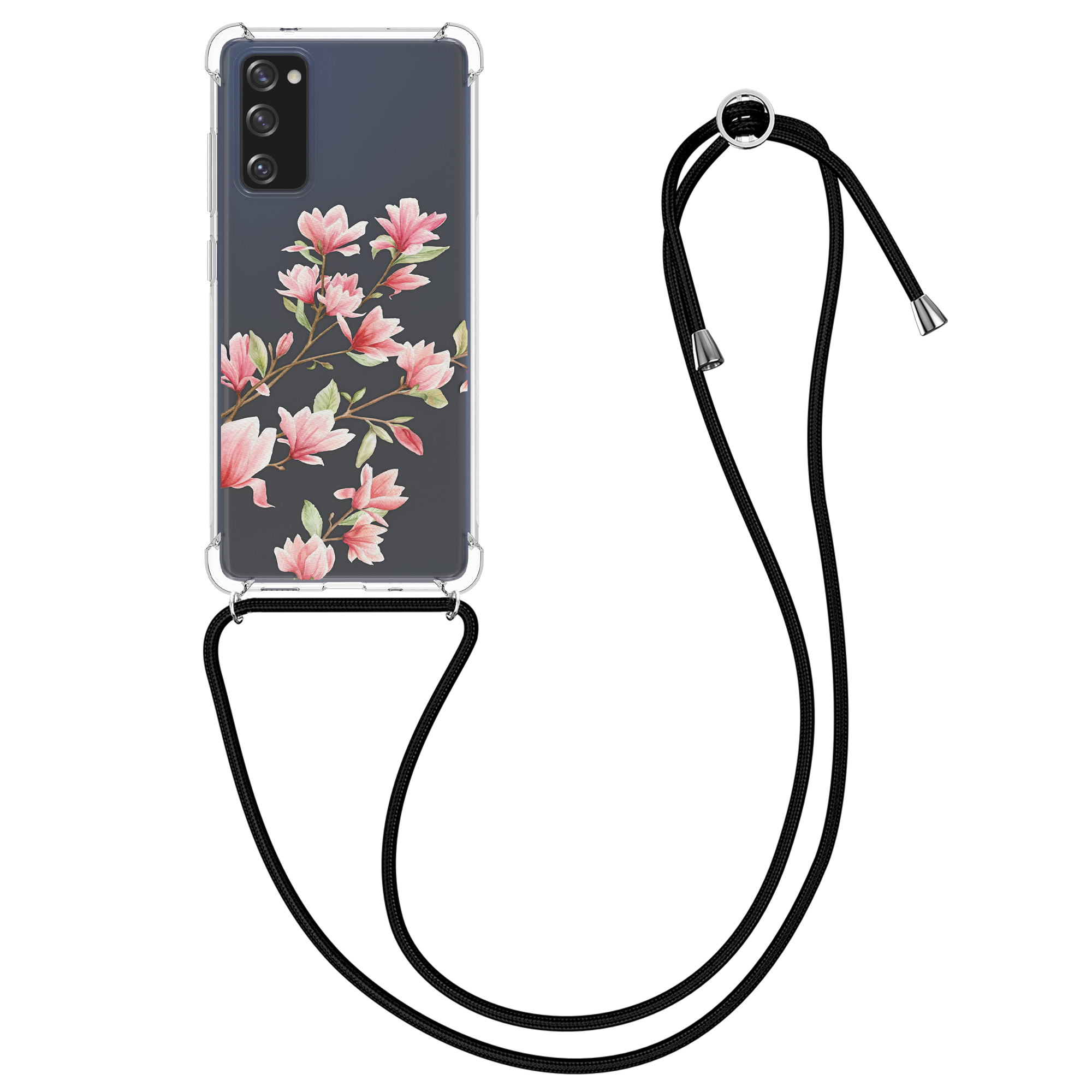 Crossbody kryt na mobil Samsung Galaxy S20 FE kwmobile Magnolias růžovo-bílo-transparentní