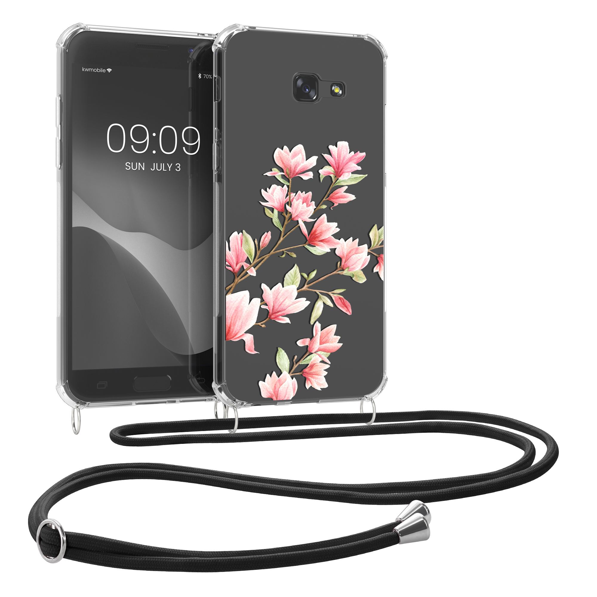Crossbody kryt na mobil Samsung Galaxy A5 (2017) kwmobile se šňůrkou Magnolias - růžová /