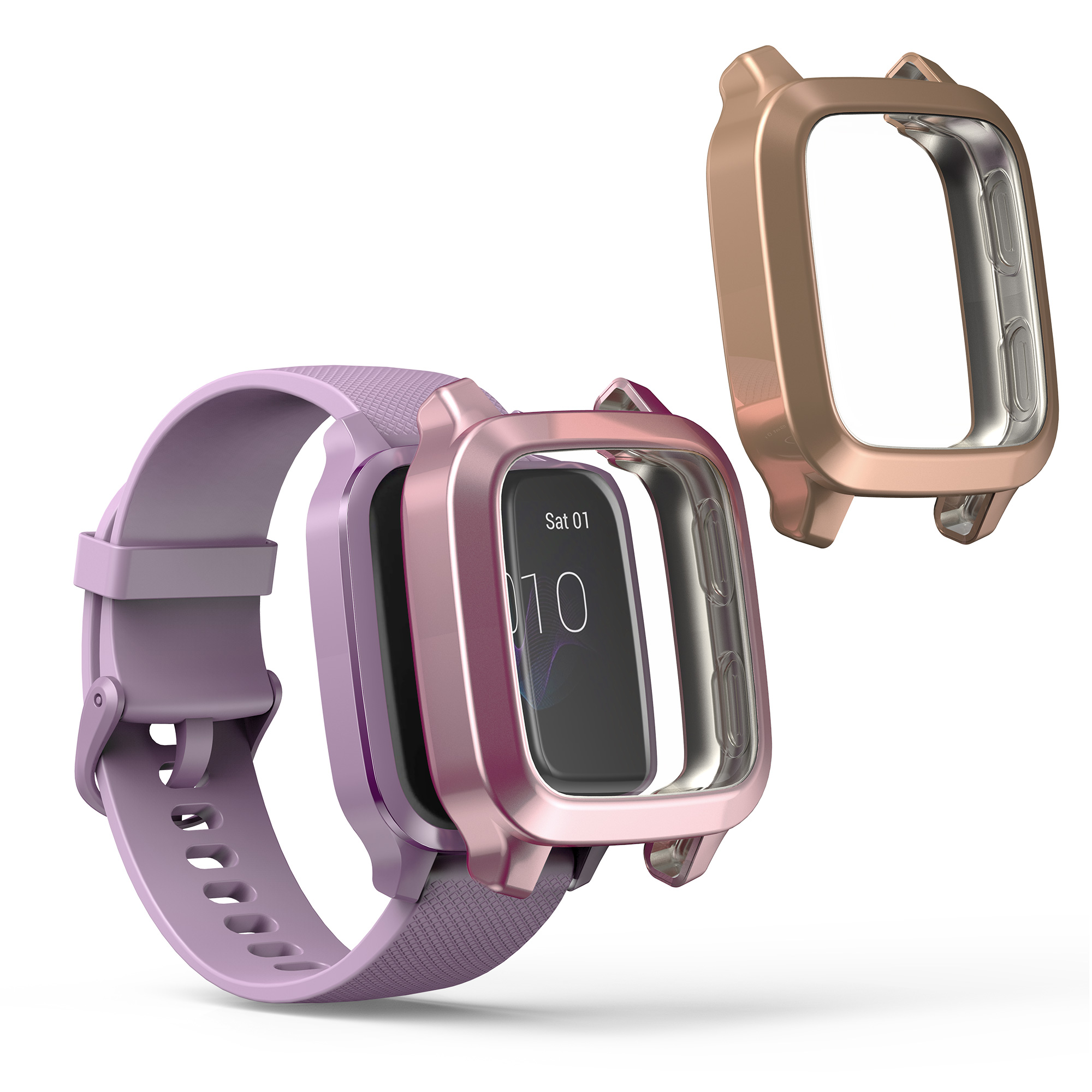 2 ks Ochranný kryt kwmobile pro Garmin Venu Sq Music / Sq - starorůžová / růžově zlatá