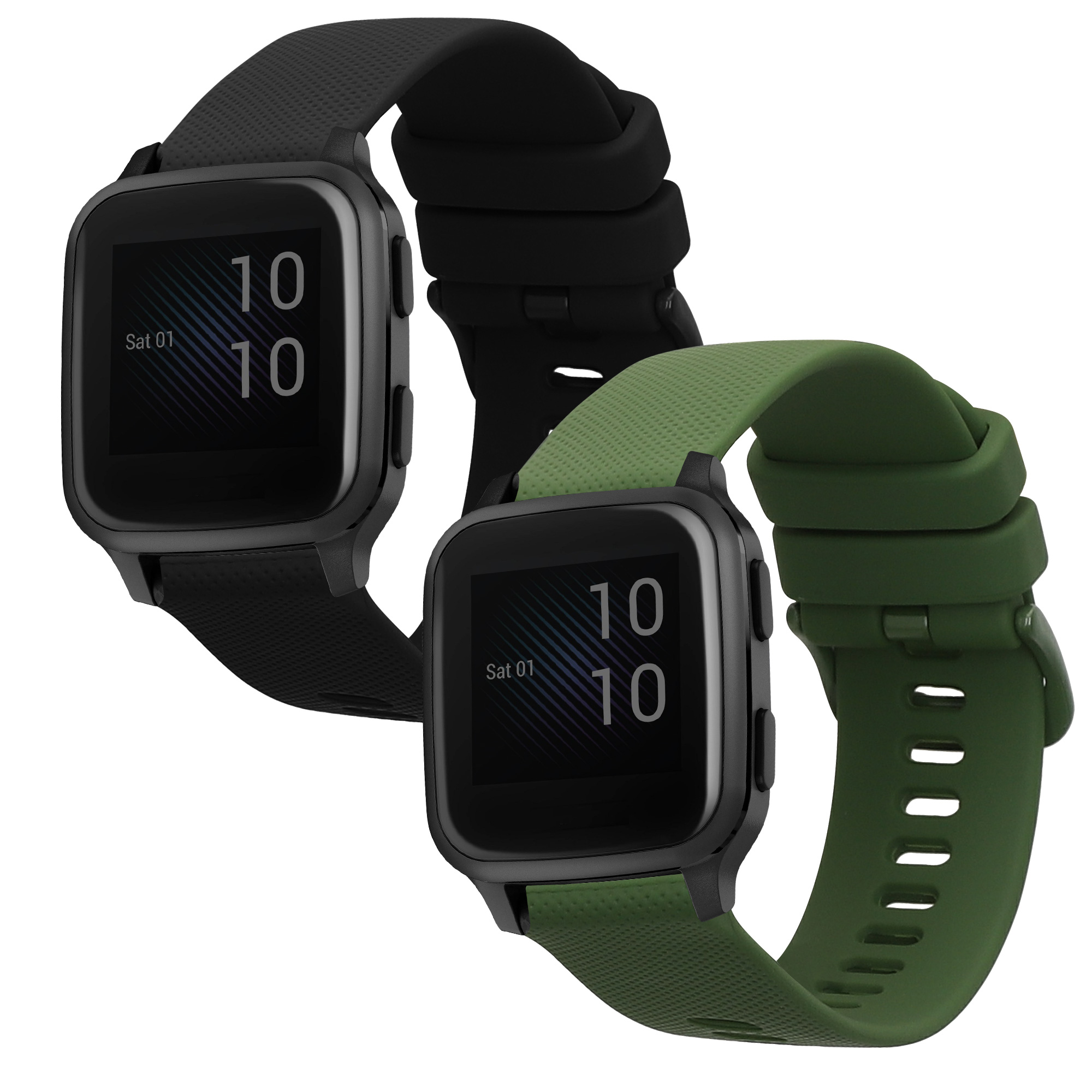 2 ks Řemínek kwmobile pro Garmin Venu Sq Music / Sq - černá / tmavě zelená