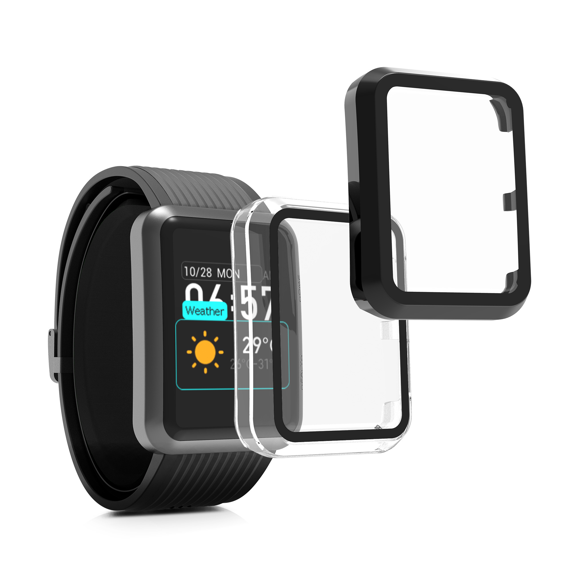 Ochranný kryt hodinky Huawei Watch D tvrzené sklo sada 2 ks černá/průhledná kwmobile