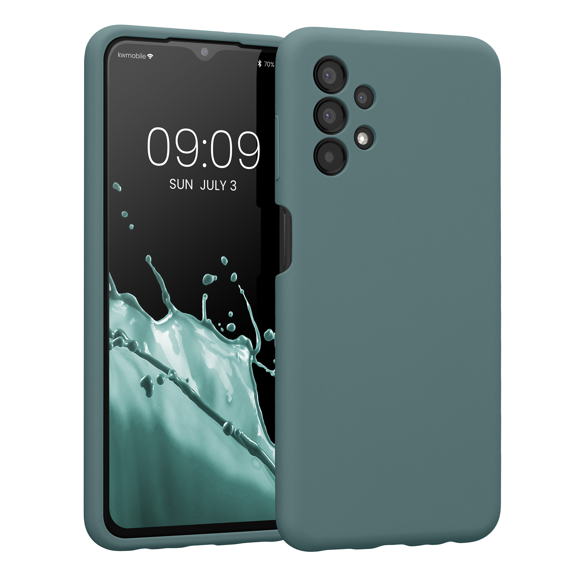 Kryt na mobil Samsung Galaxy A13 4G kwmobile slim matný TPU Modro-zelená