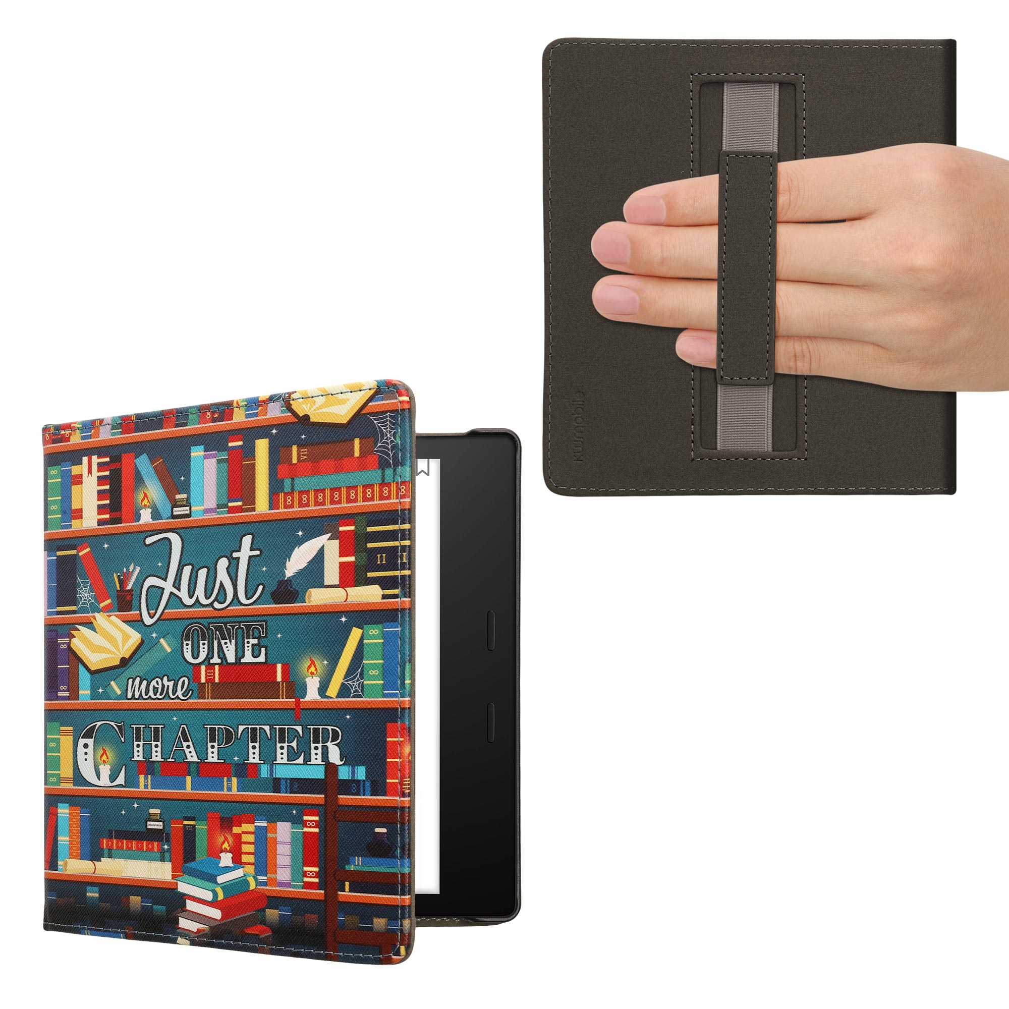 Pouzdro na čtečku kwmobile pro Amazon Kindle Oasis 10. Generation - motiv Library Motto vícebarevný