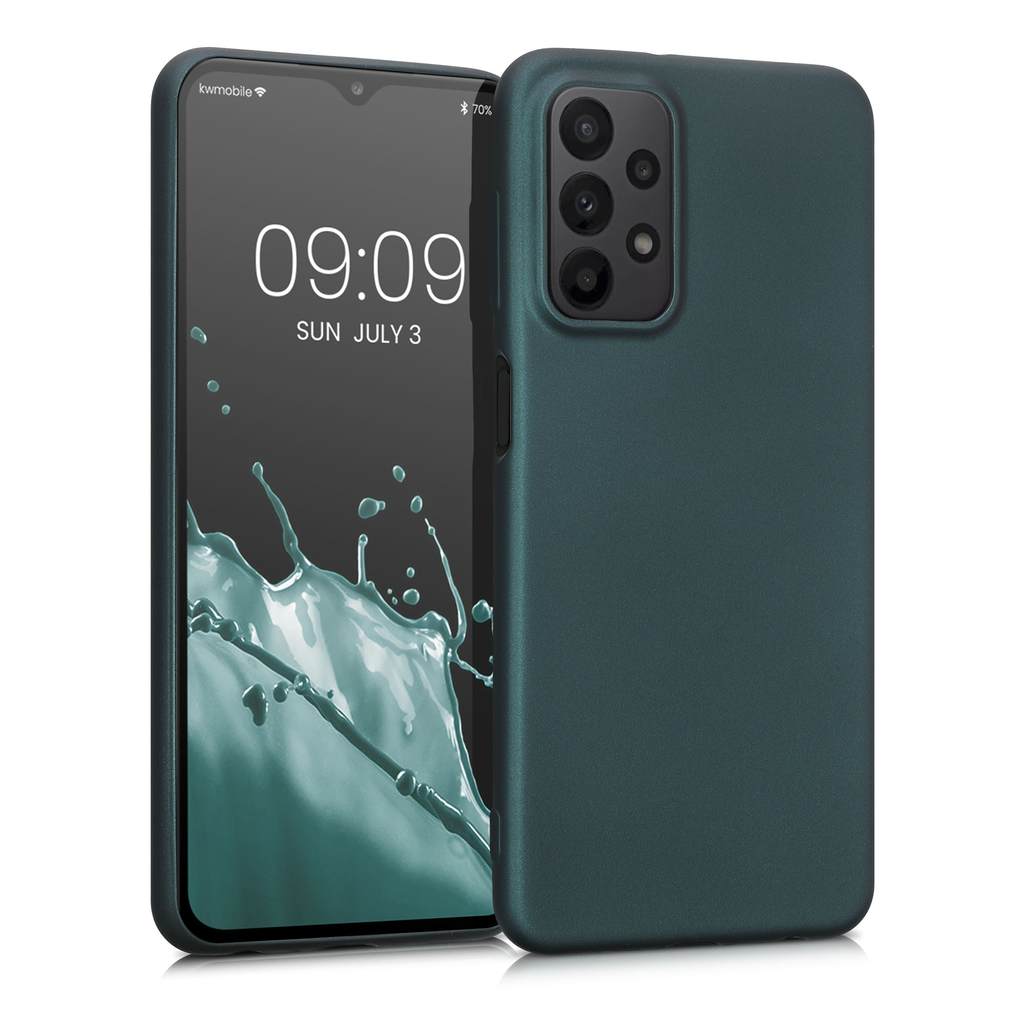 Kryt na mobil Samsung Galaxy A23 4G / 5G kwmobile TPU metalický Metalická petrolejová