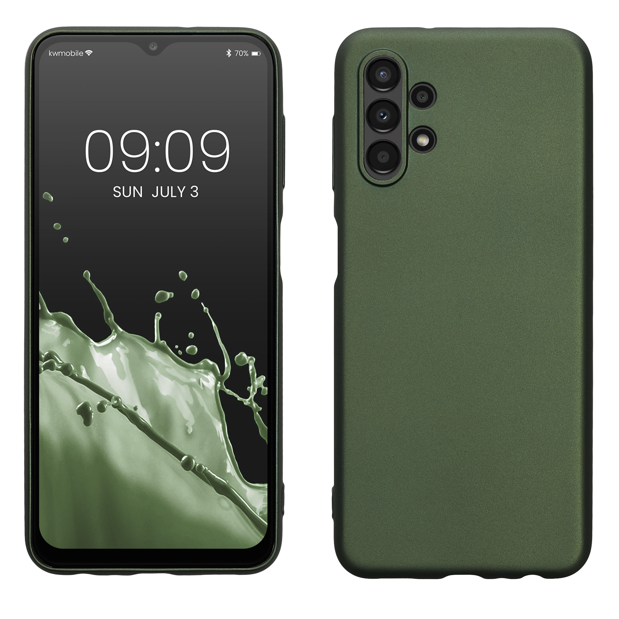 Kryt na mobil Samsung Galaxy A13 4G kwmobile Metallic metalicky lesně zelený