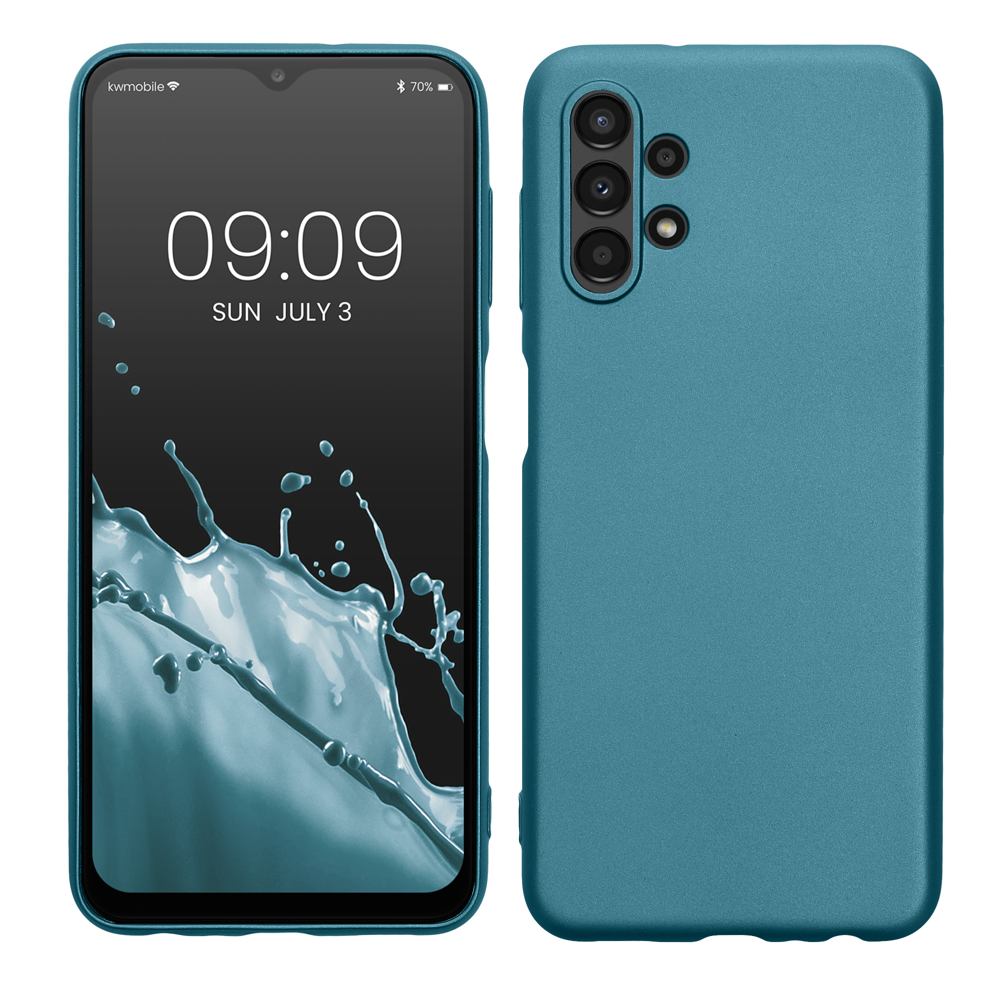 Kryt na mobil Samsung Galaxy A13 4G kwmobile TPU metalický Metalická karibská modrá