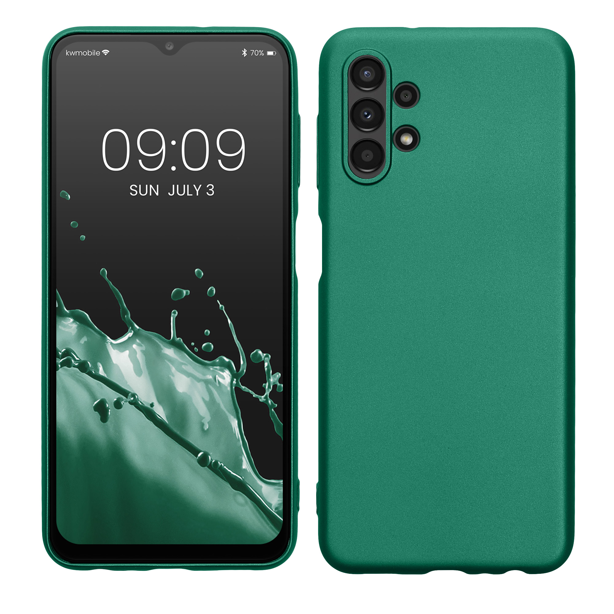 Kryt na mobil Samsung Galaxy A13 4G kwmobile TPU metalický Tmavě metalická zelená
