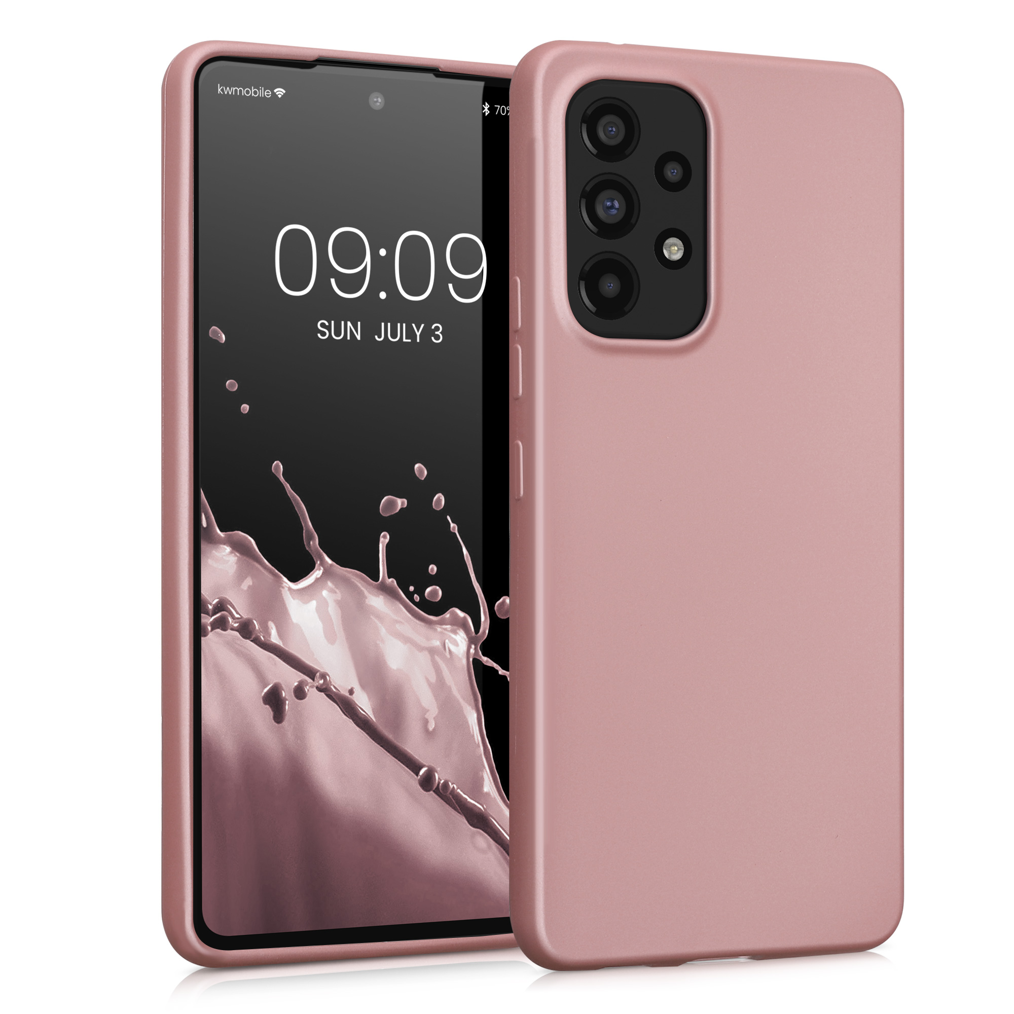 Kryt na mobil Samsung Galaxy A53 5G kwmobile TPU metalický Metalická růžová zlatá