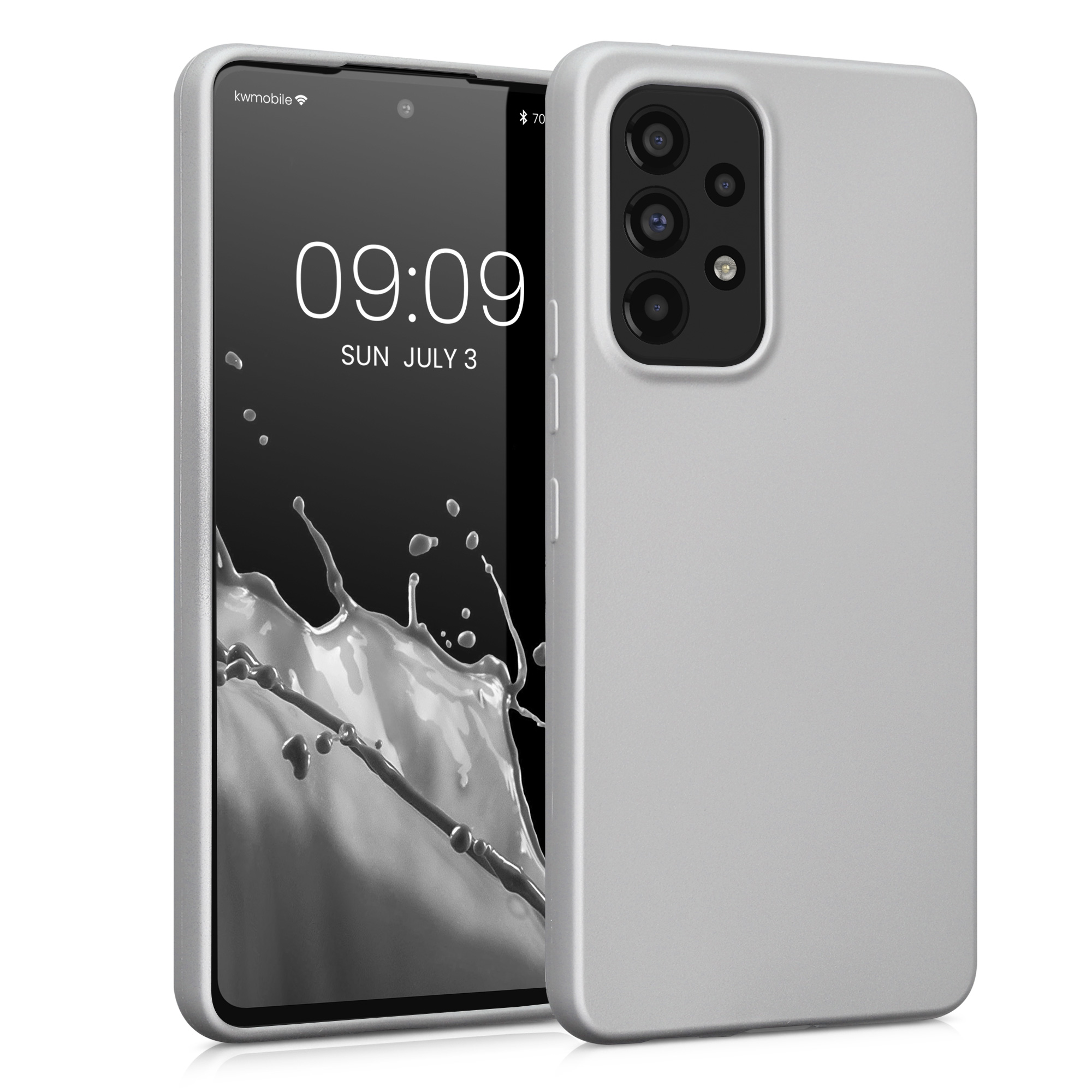 Kryt na mobil Samsung Galaxy A53 5G kwmobile TPU metalický Metalická stříbrná