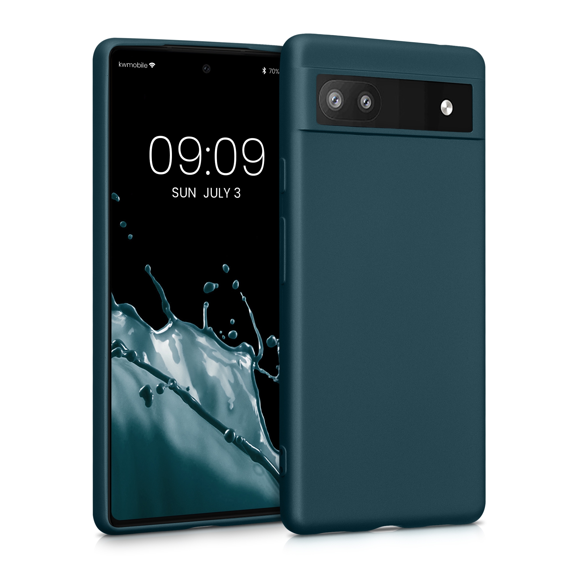 Pouzdro pro Google Pixel 6a kwmobile tenké metalické silikonové - metalická petrolejová