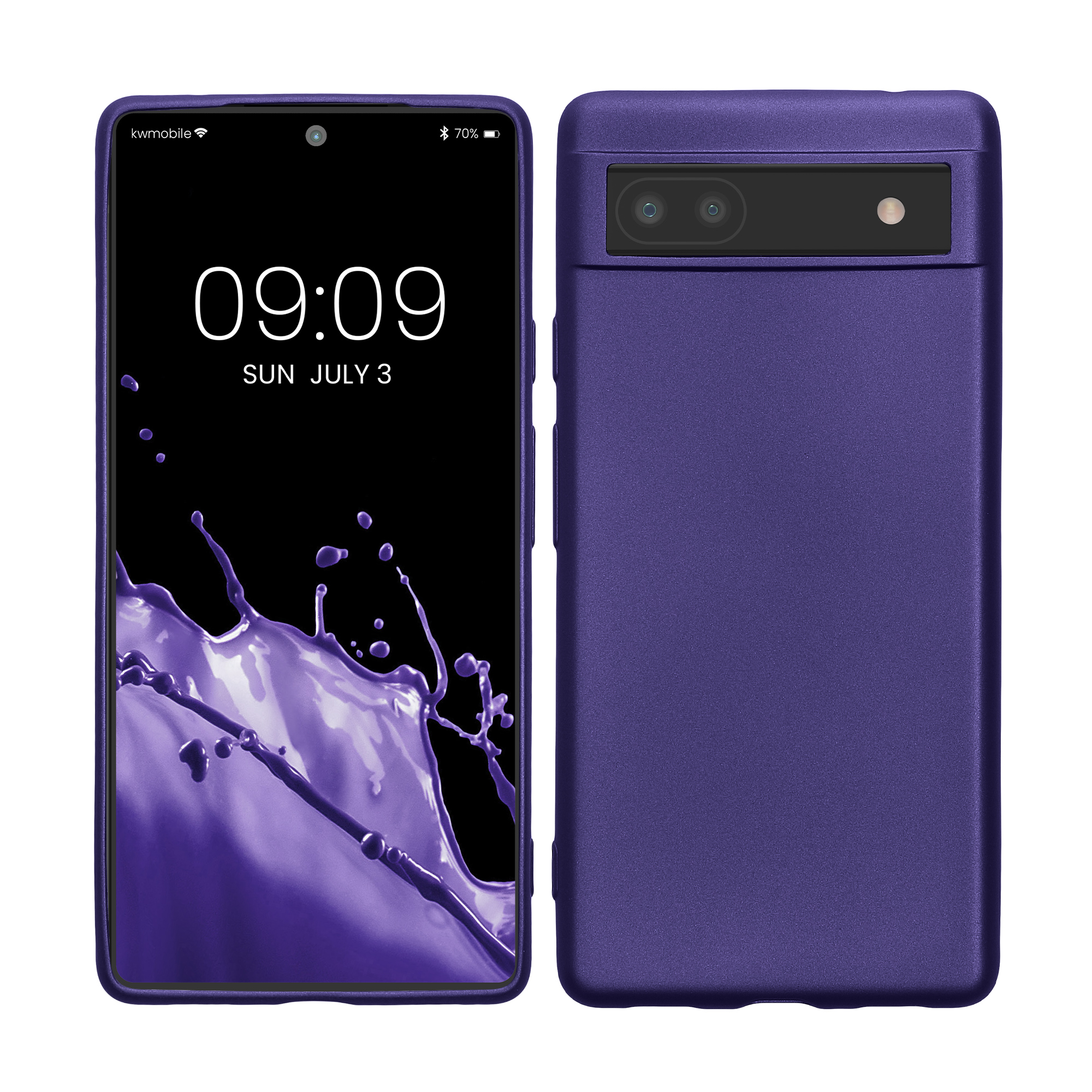 Pouzdro pro Google Pixel 6a kwmobile tenké metalické silikonové - metalická modrofialová