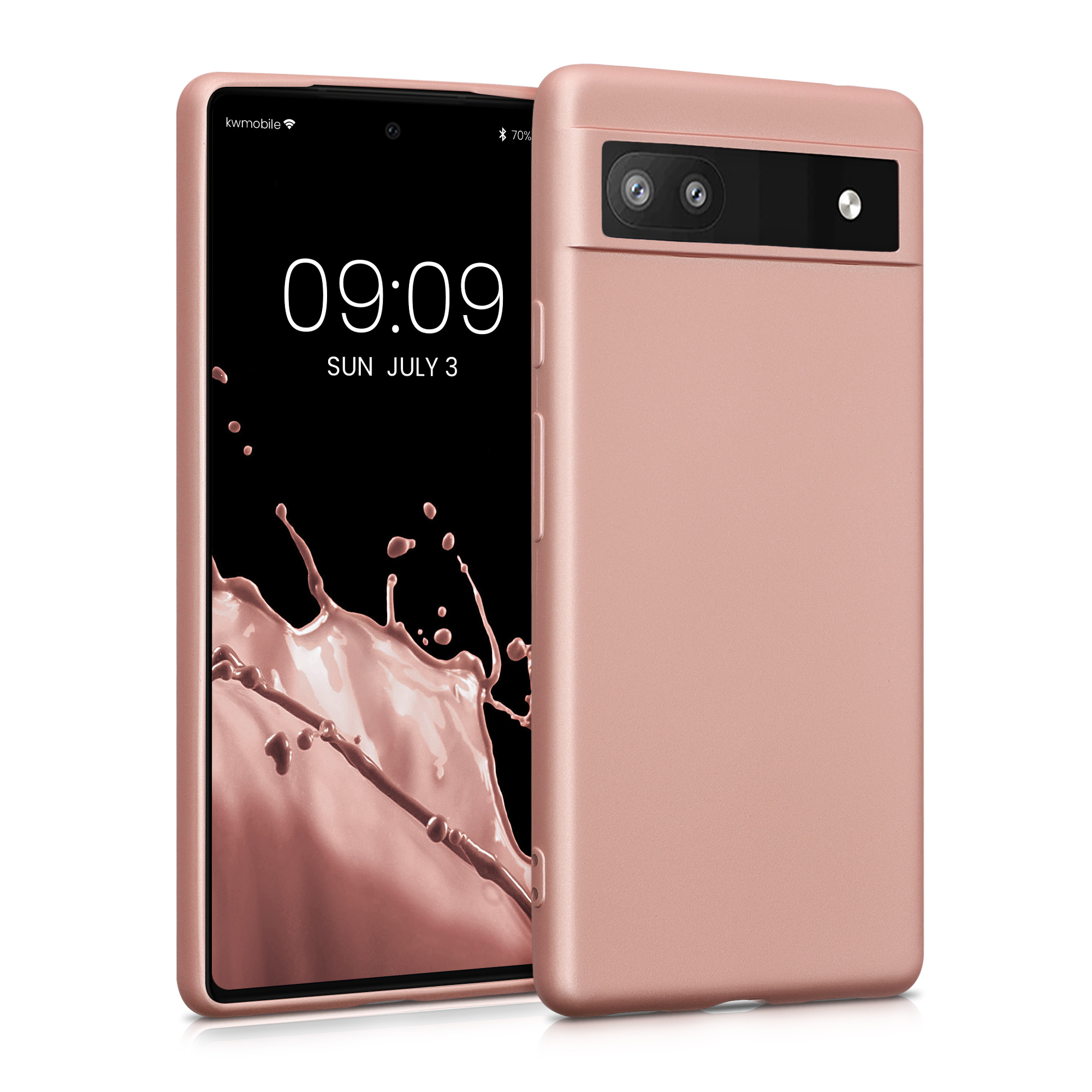 Pouzdro pro Google Pixel 6a kwmobile tenké metalické silikonové - metalická růžové zlato