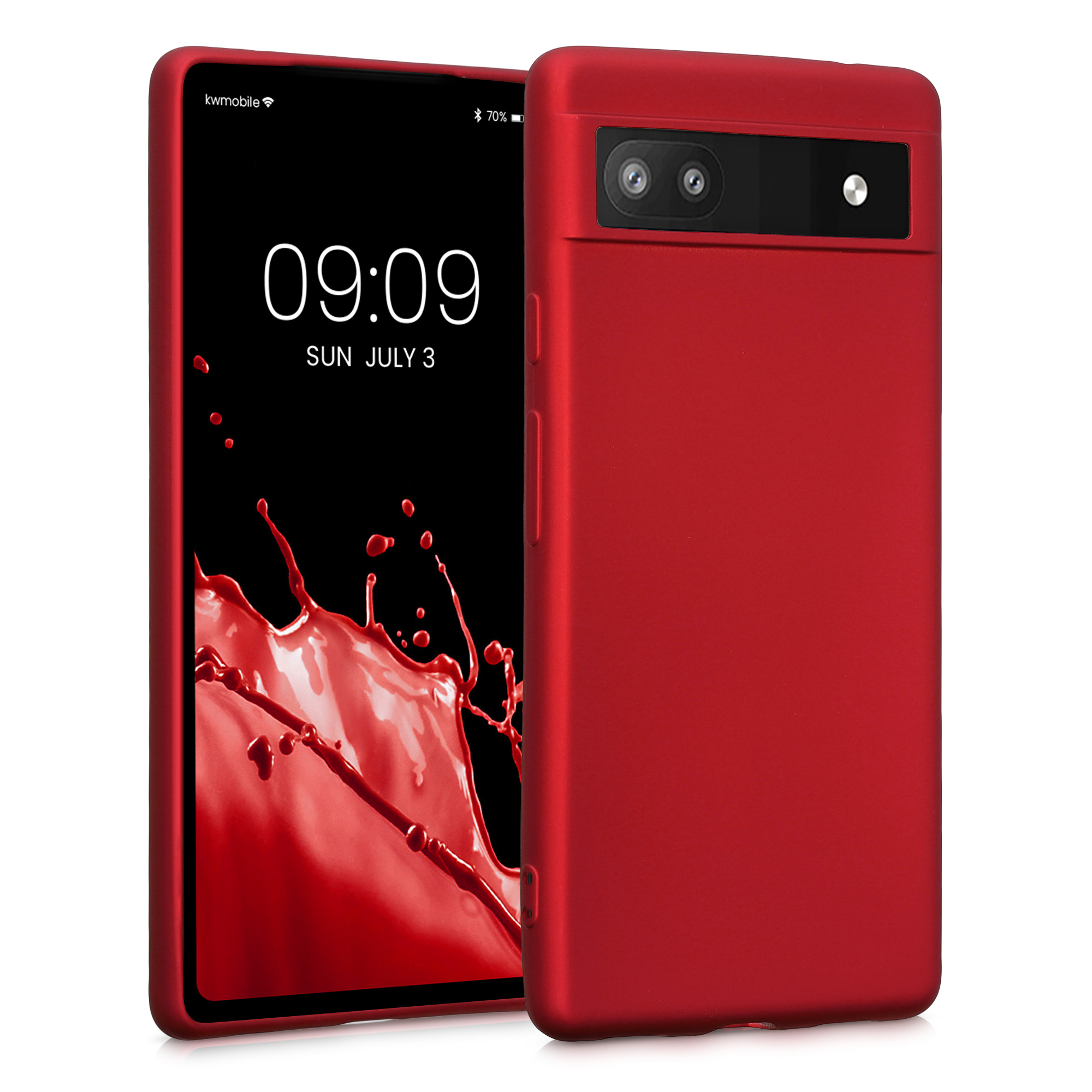 Pouzdro pro Google Pixel 6a kwmobile tenké metalické silikonové - metalická tmavě červená