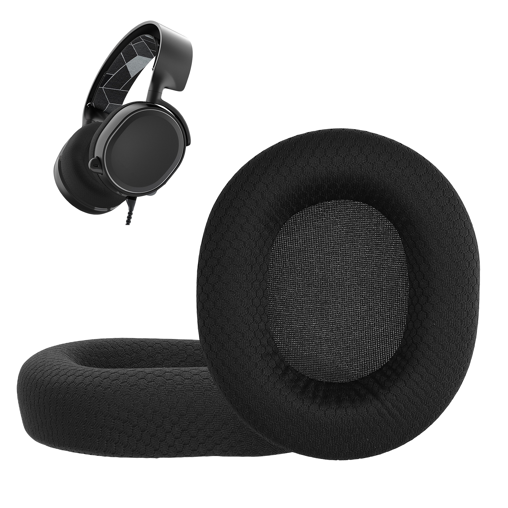 Náhradní náušníky pro SteelSeries Arctis 3 / Arctis 5 / Arctis 7 / Arctis 9 / Arctis 9X kwmobile - černá