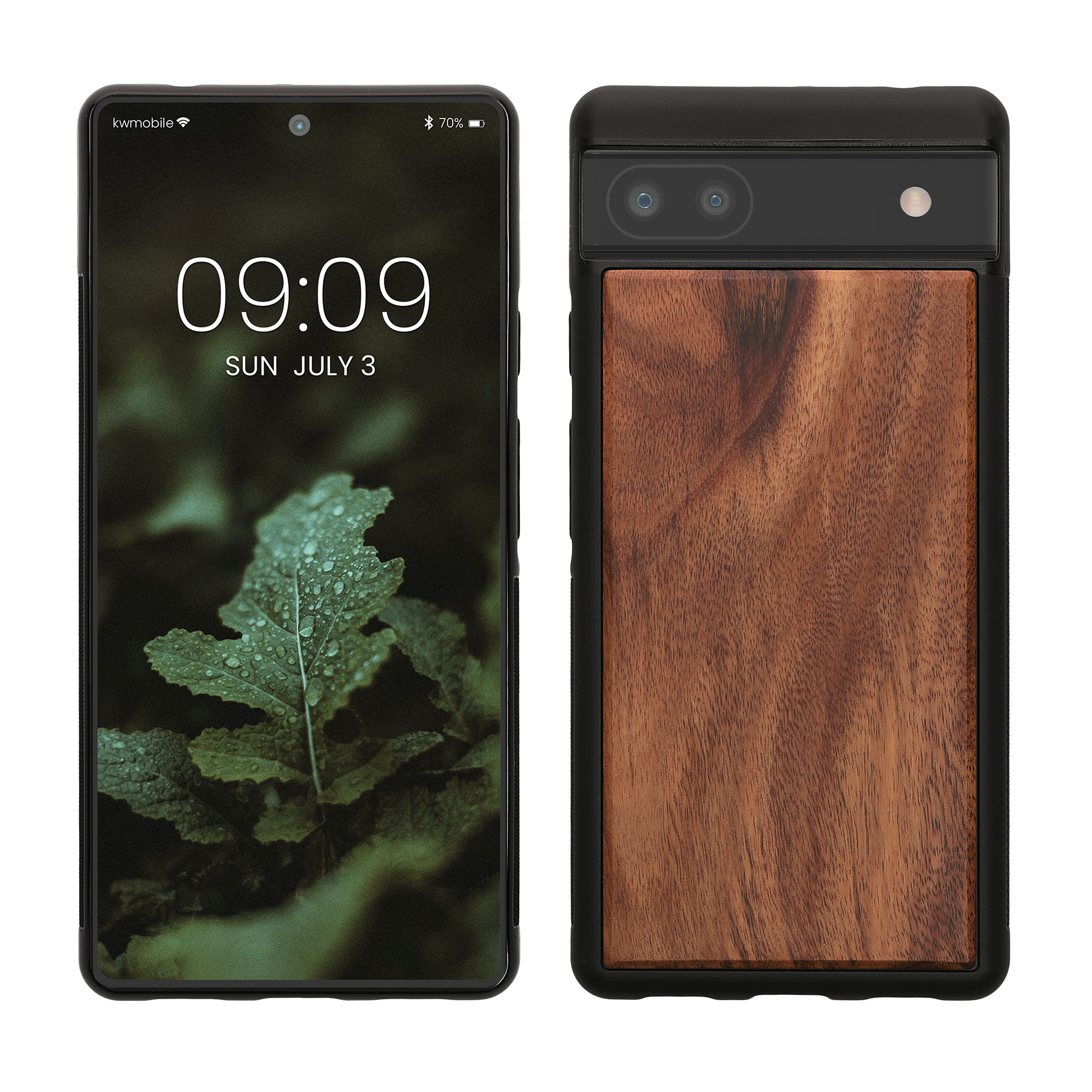 Dřevěné pouzdro pro Google Pixel 6a kwmobile - tvrdý obal vintage hnědá / hnědá
