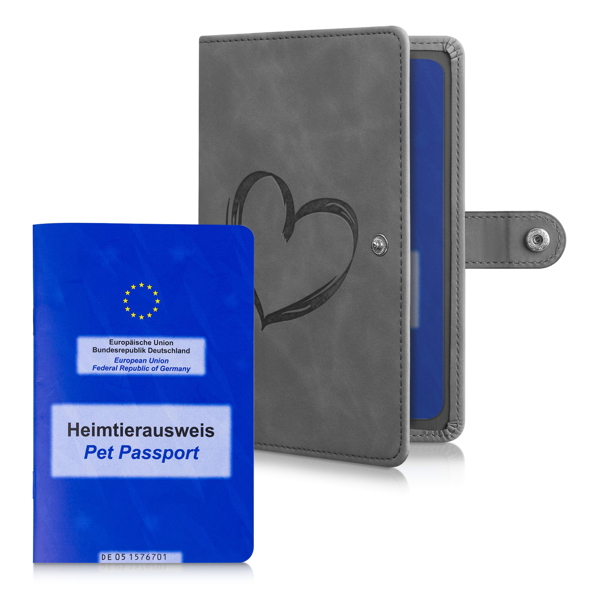 Nubukové pouzdro na EU pas zvířete Brushed Heart