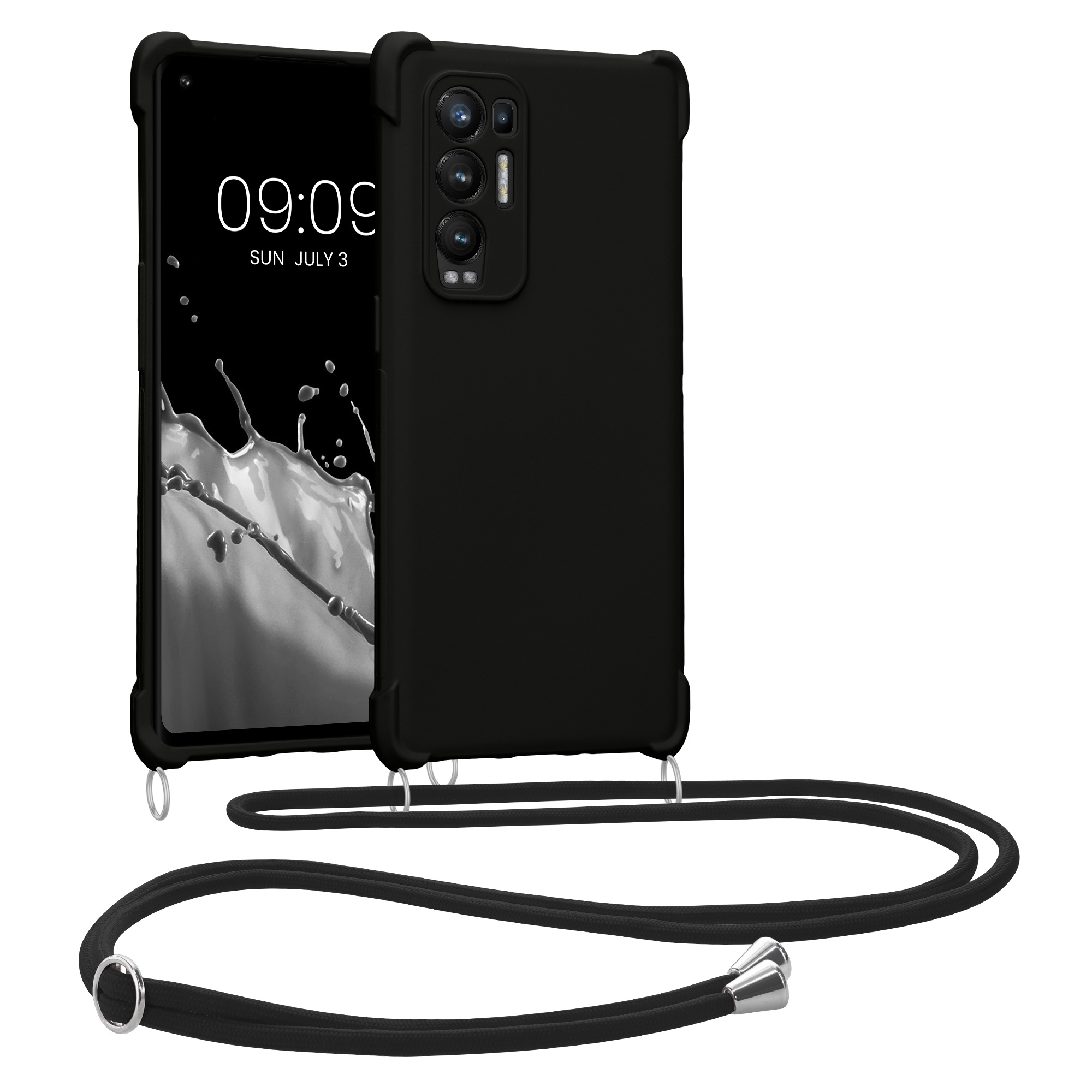Crossbody kryt na mobil Oppo Find X3 Neo kwmobile šňůrka černá