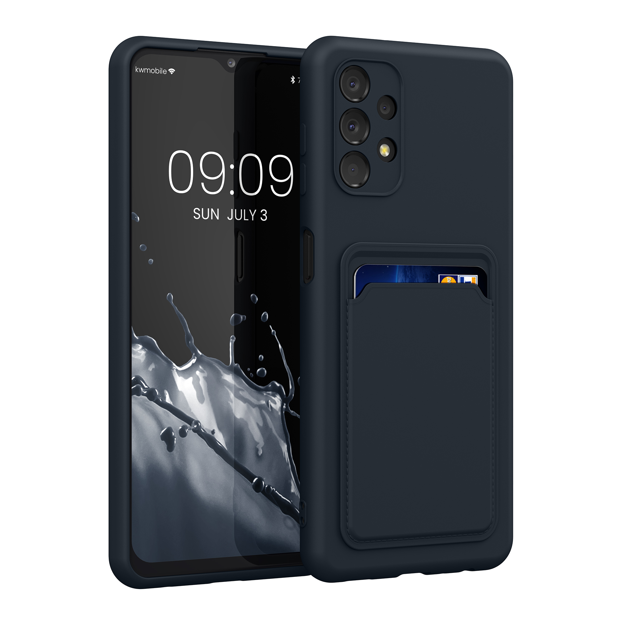 Kryt na mobil Samsung Galaxy A13 4G kwmobile TPU s přihrádkou na kartu Tmavě modrá