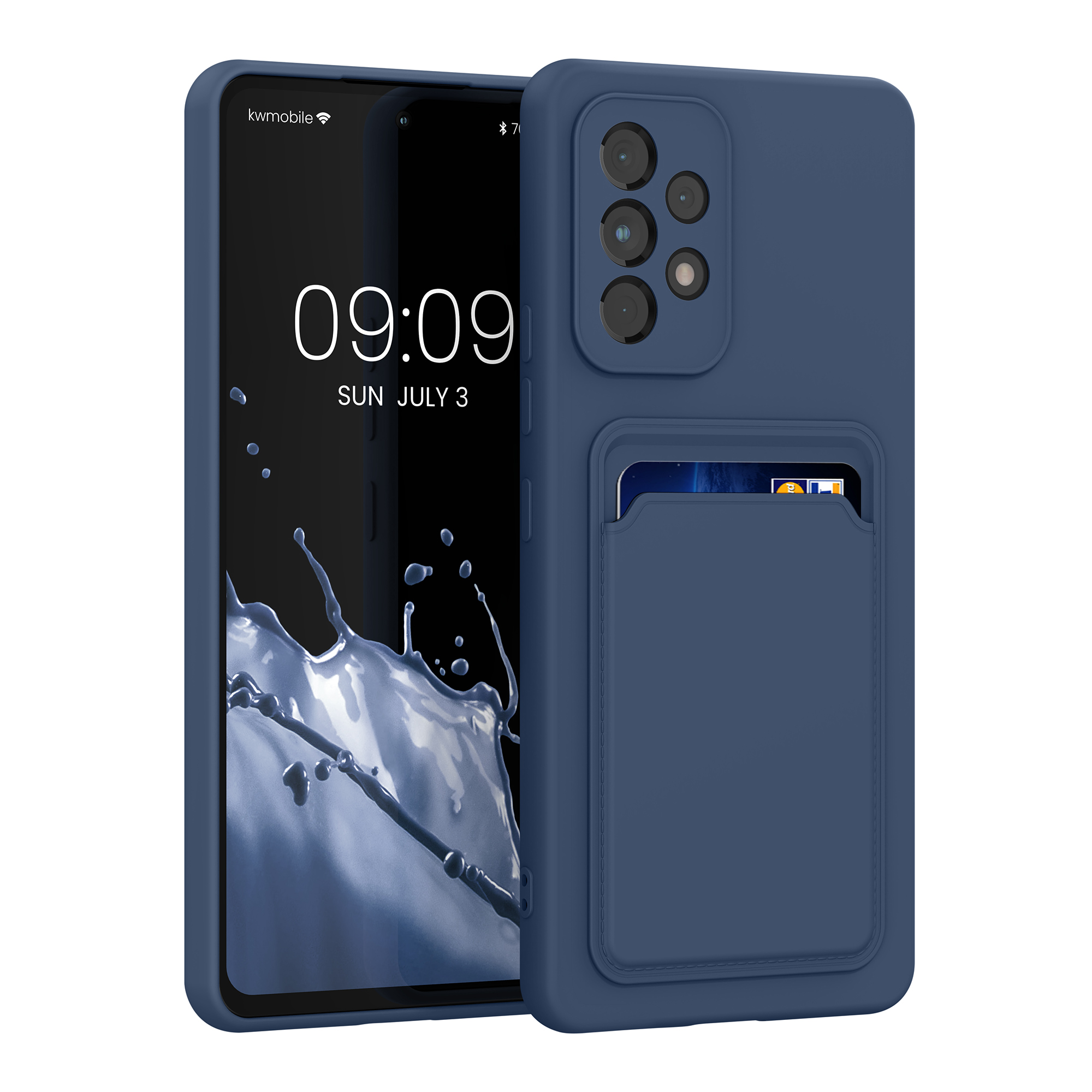 Kryt na mobil Samsung Galaxy A53 5G kwmobile TPU s přihrádkou na kartu Tmavě modrá