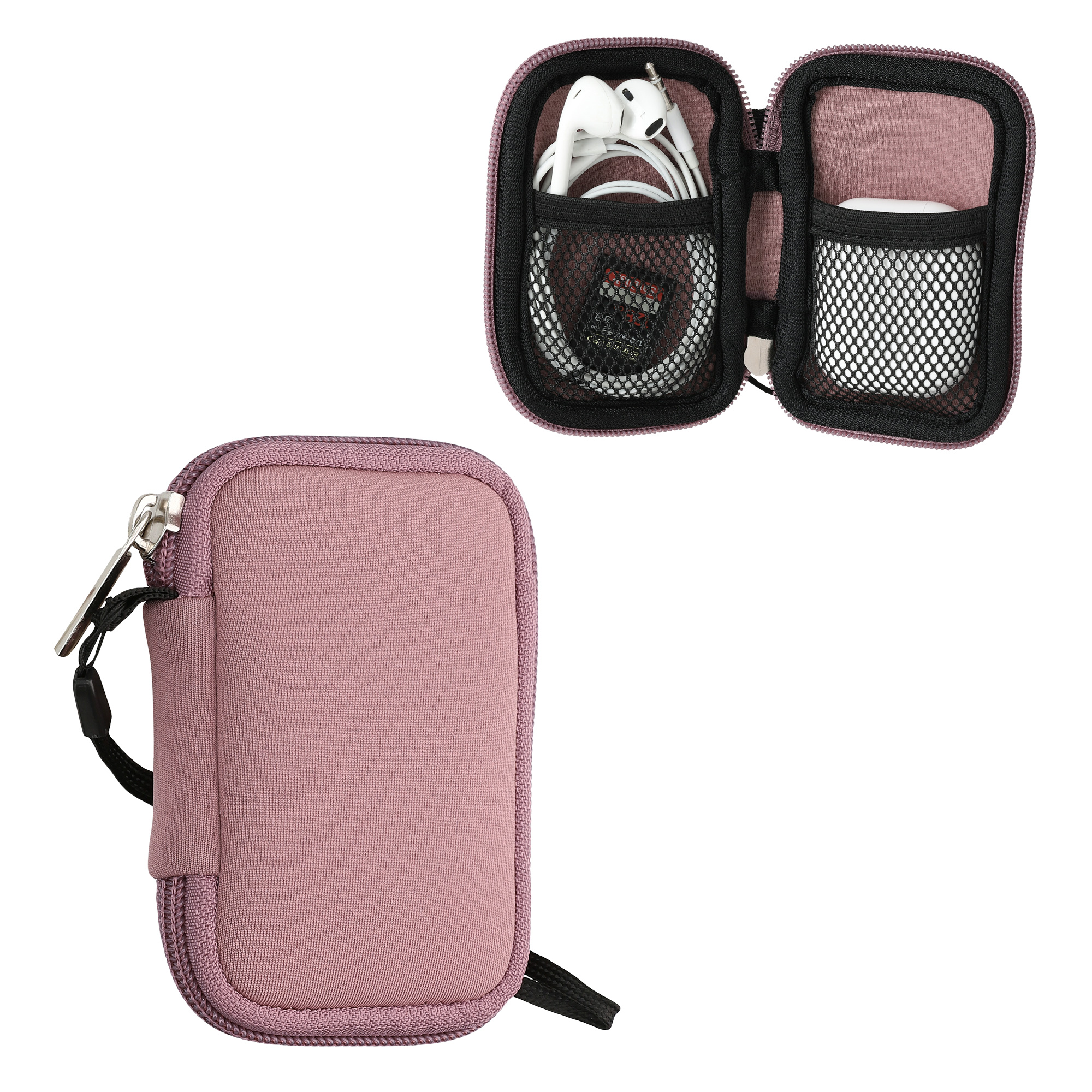 Pouzdro na sluchátka kwmobile pro Earbuds - tmavě růžová