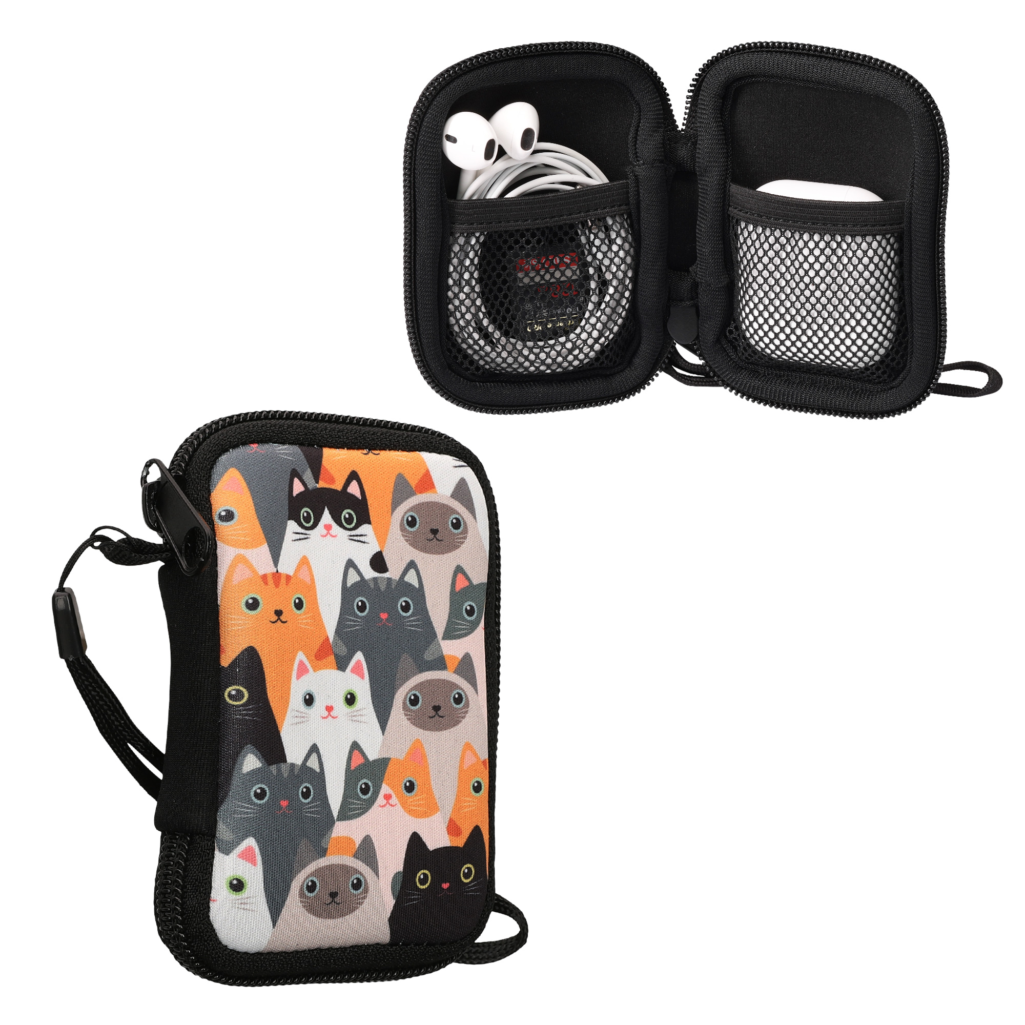 Pouzdro na sluchátka kwmobile pro in-ear Headphones - Kočky