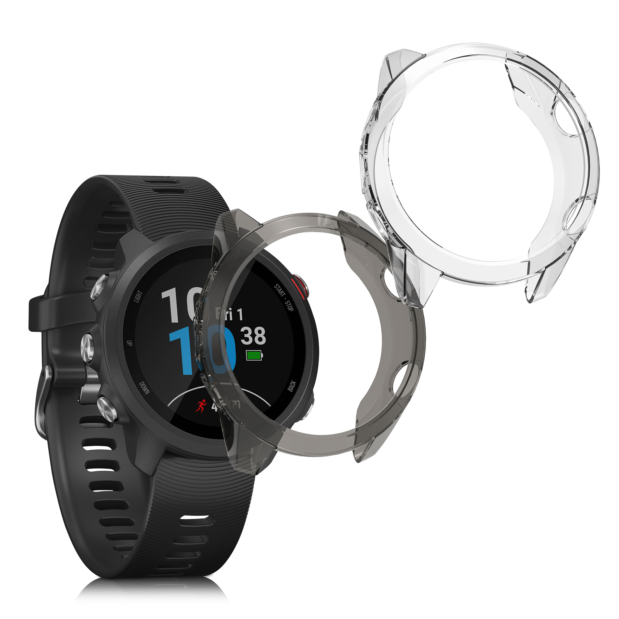 Silikonový rámeček Garmin Forerunner 245 / 245 kwmobile 2 ks černá / tran