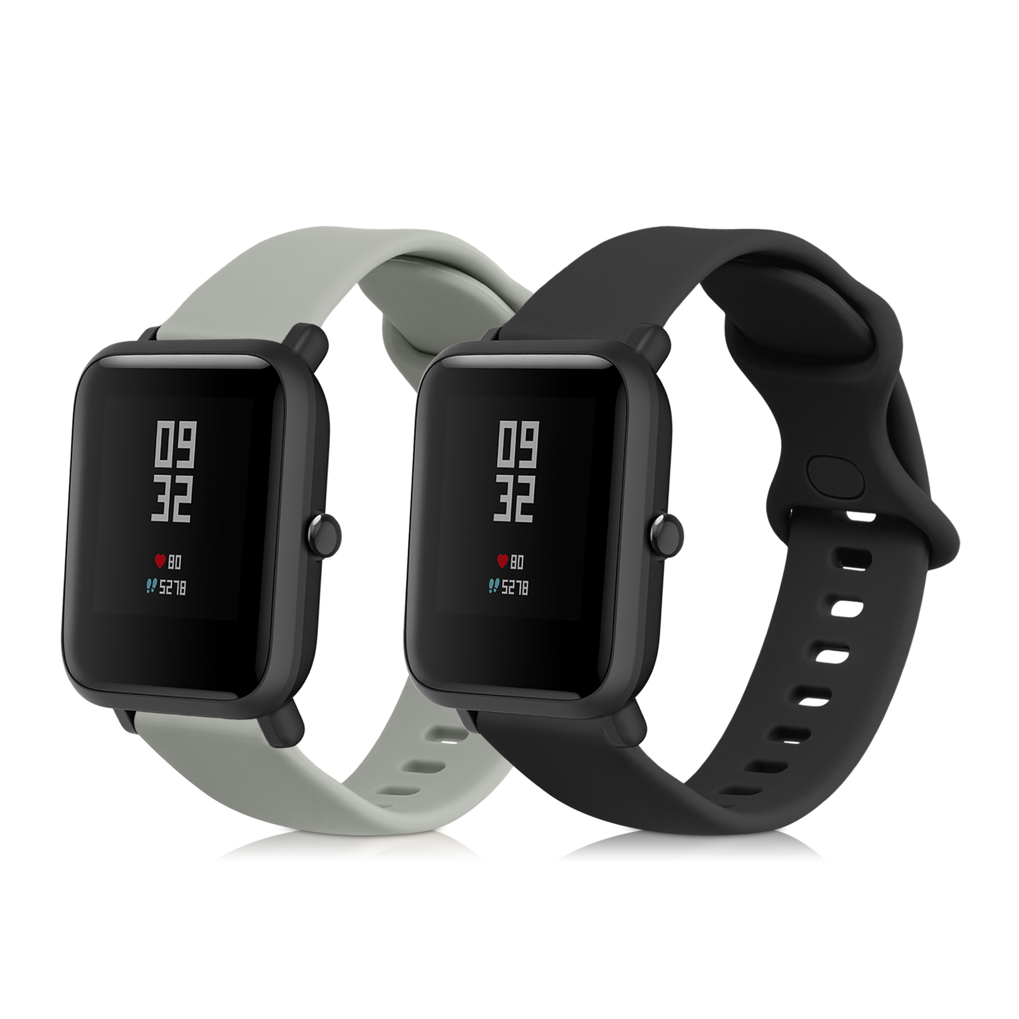 Sada 2 řemínků pro Huami Amazfit Bip / Bip Lite kwmobile - šedá a černá
