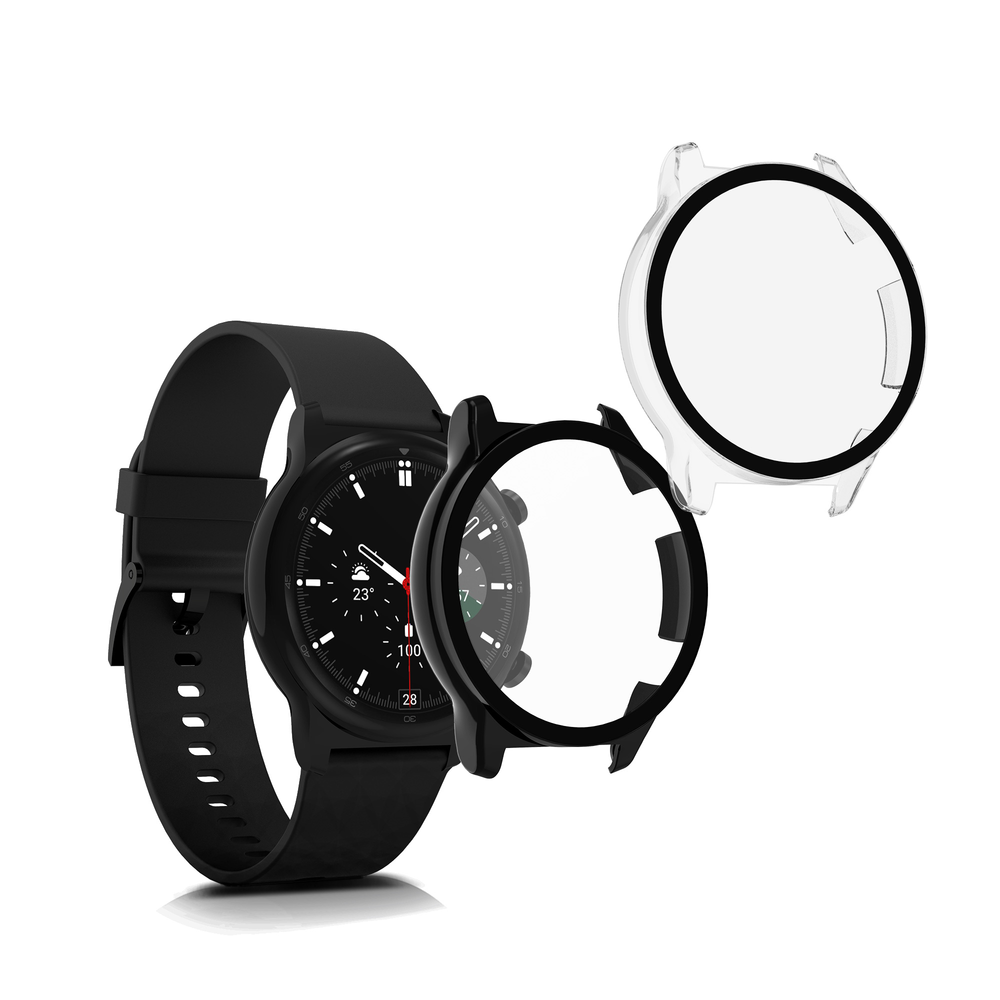 Kryt s tvrzeným sklem pro HONOR Watch GS 3, 2 ks kwmobile ‑ černá / čirá