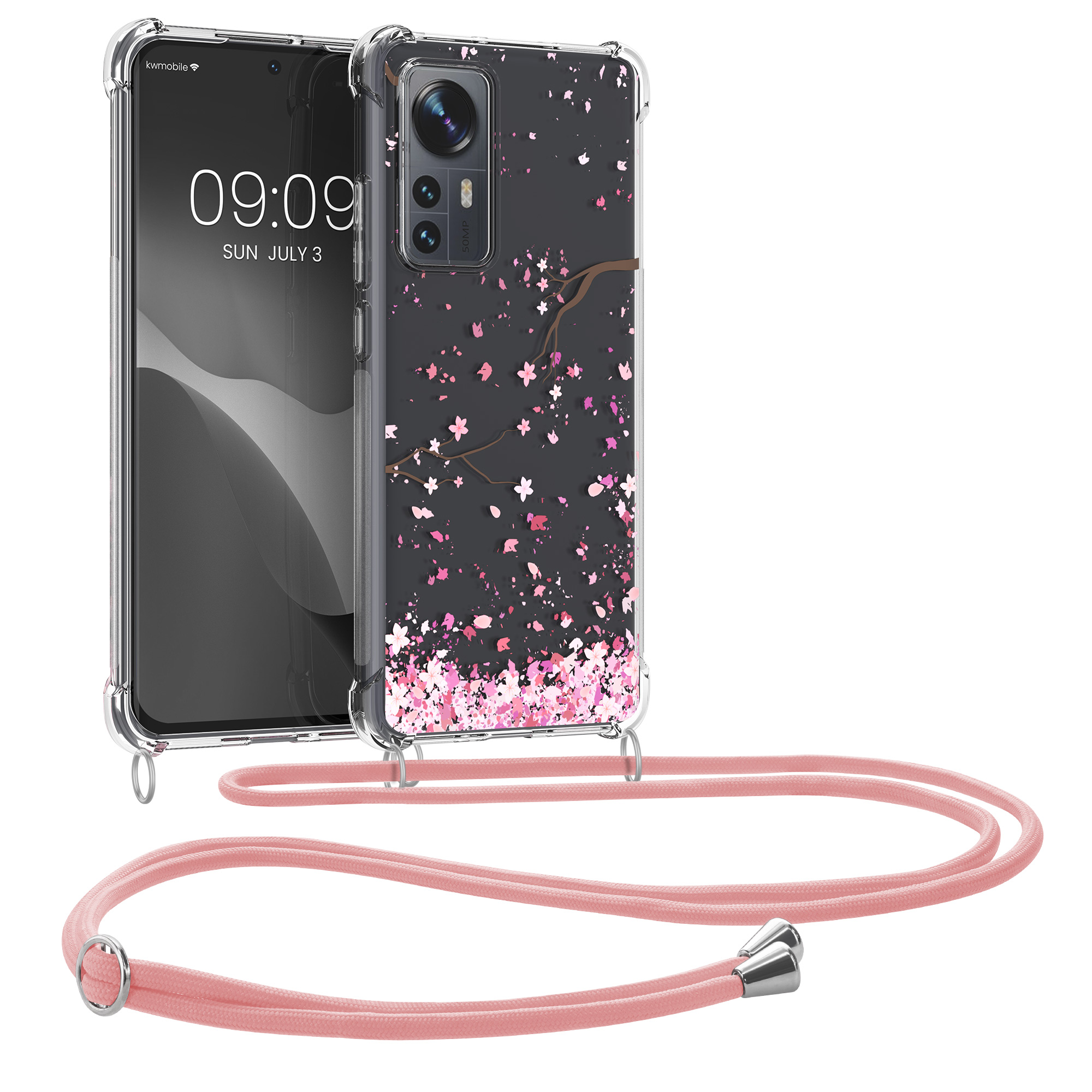 Crossbody kryt na mobil 12 / 12X Kryt s řemínkem kvetoucí třešeň růžový