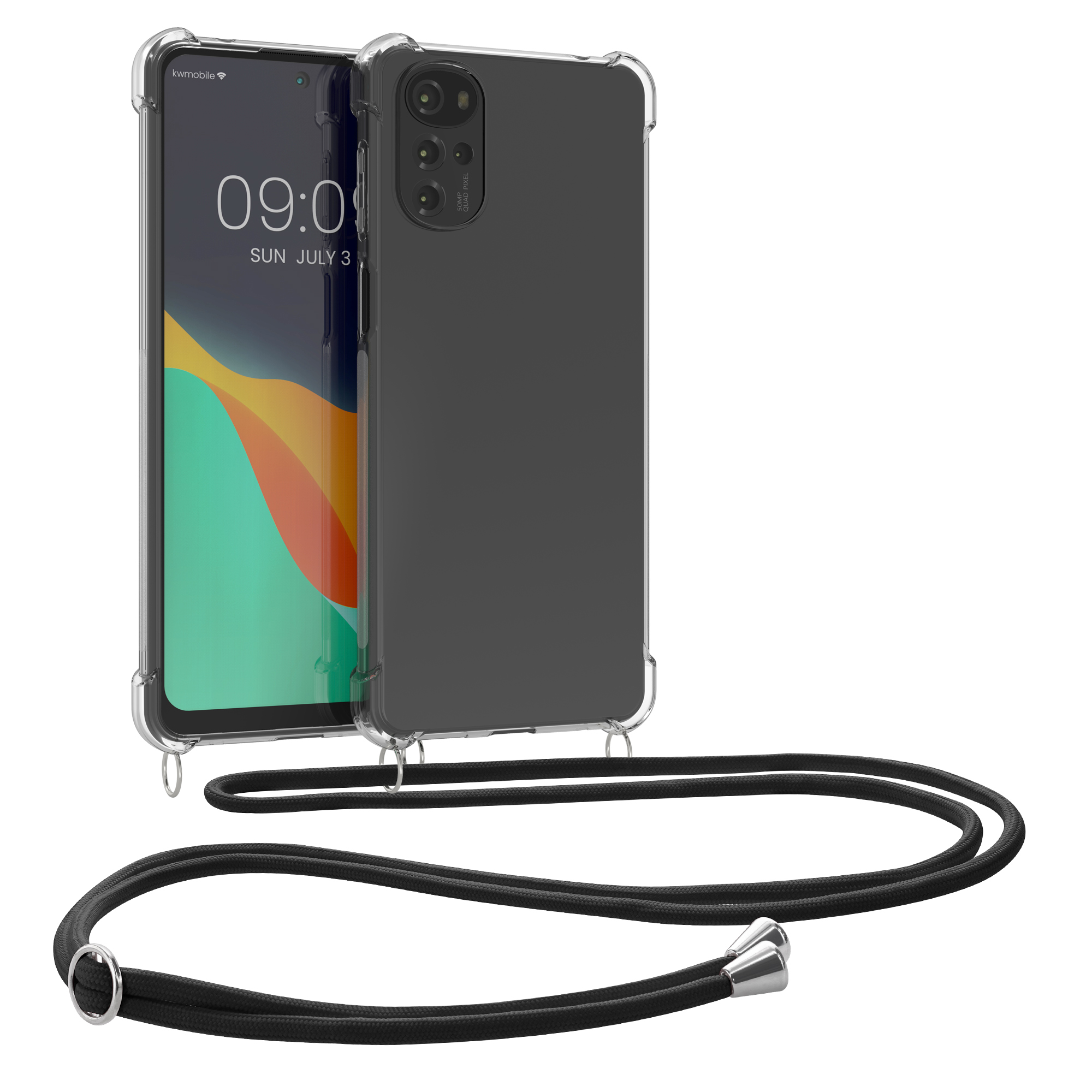Pouzdro s popruhem (crossbody) pro Motorola Moto G22 kwmobile TPU - transparentní / černá