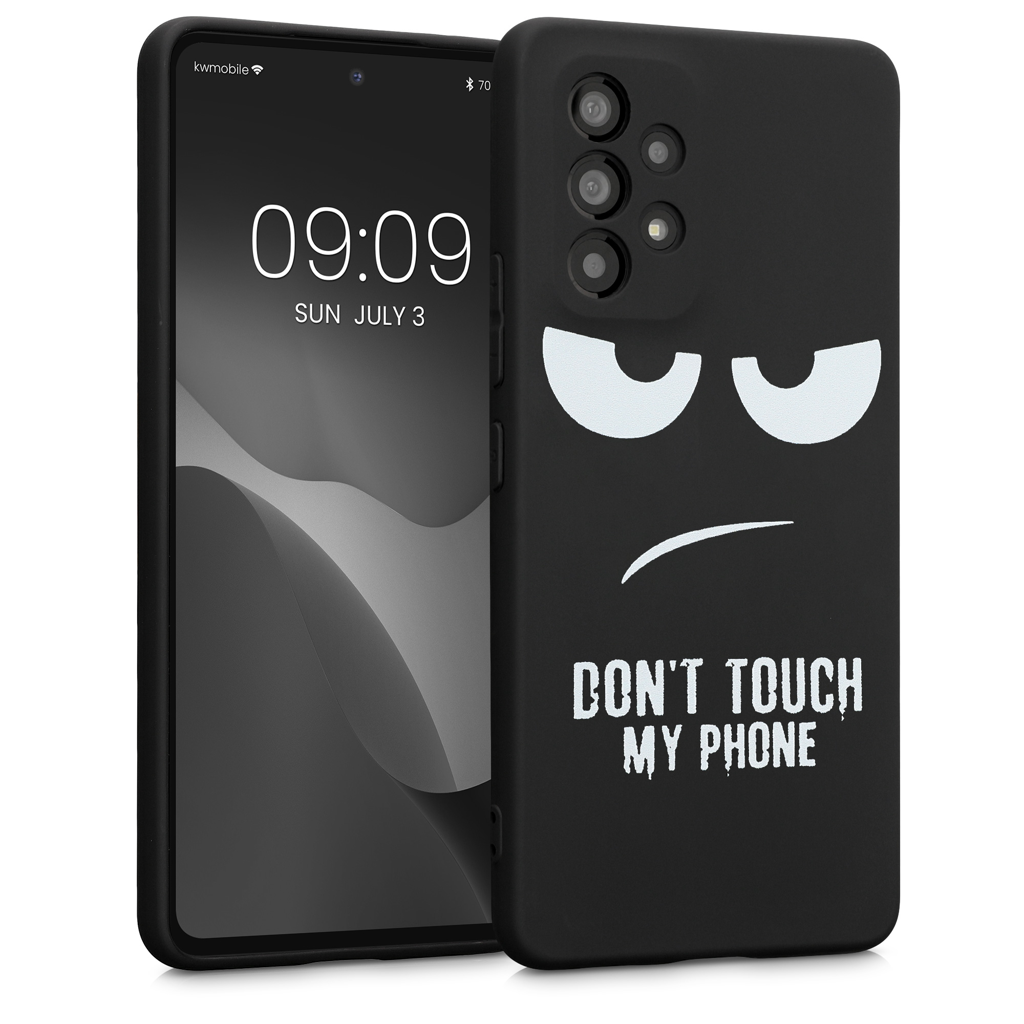Kryt na mobil Samsung Galaxy A53 5G kwmobile motiv Don't Touch My Phone - Don't Touch My Phone - bílá / černá