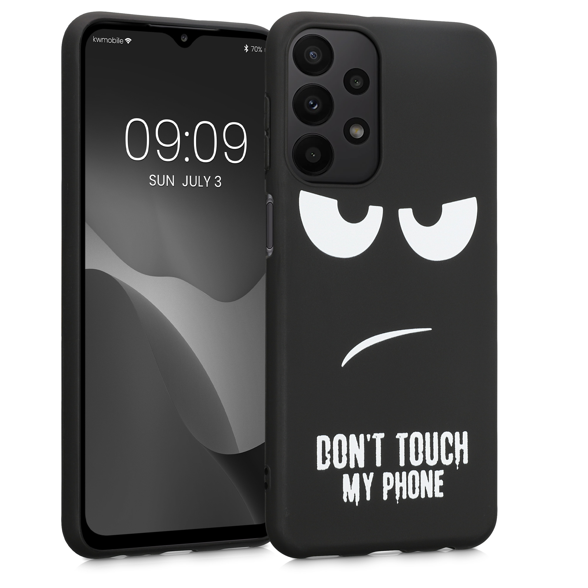 Kryt na mobil Samsung Galaxy A23 4G / 5G kwmobile motiv Don't Touch My Phone - White / Black