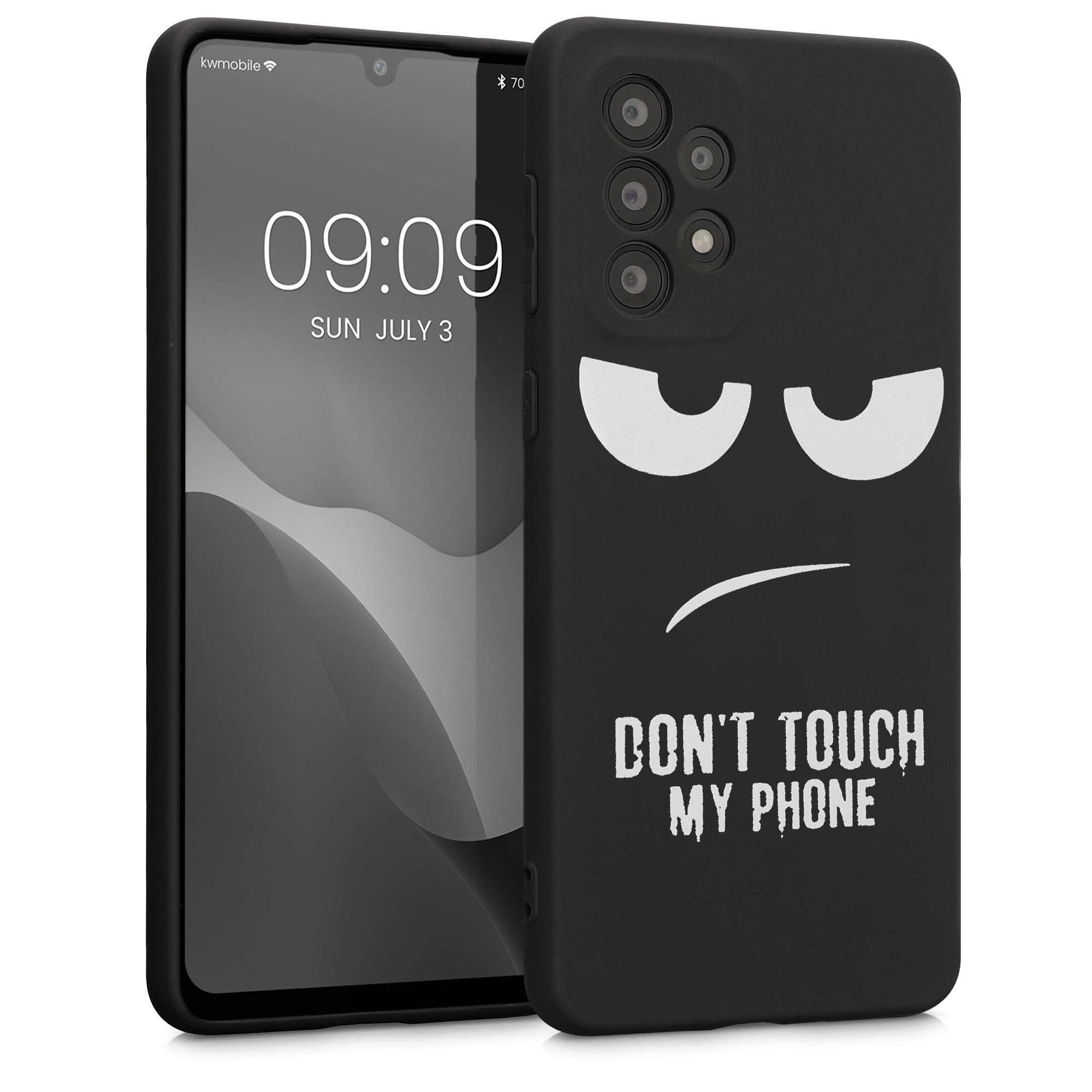Kryt na mobil Samsung Galaxy A33 5G kwmobile motiv Don't Touch My Phone - White / Black