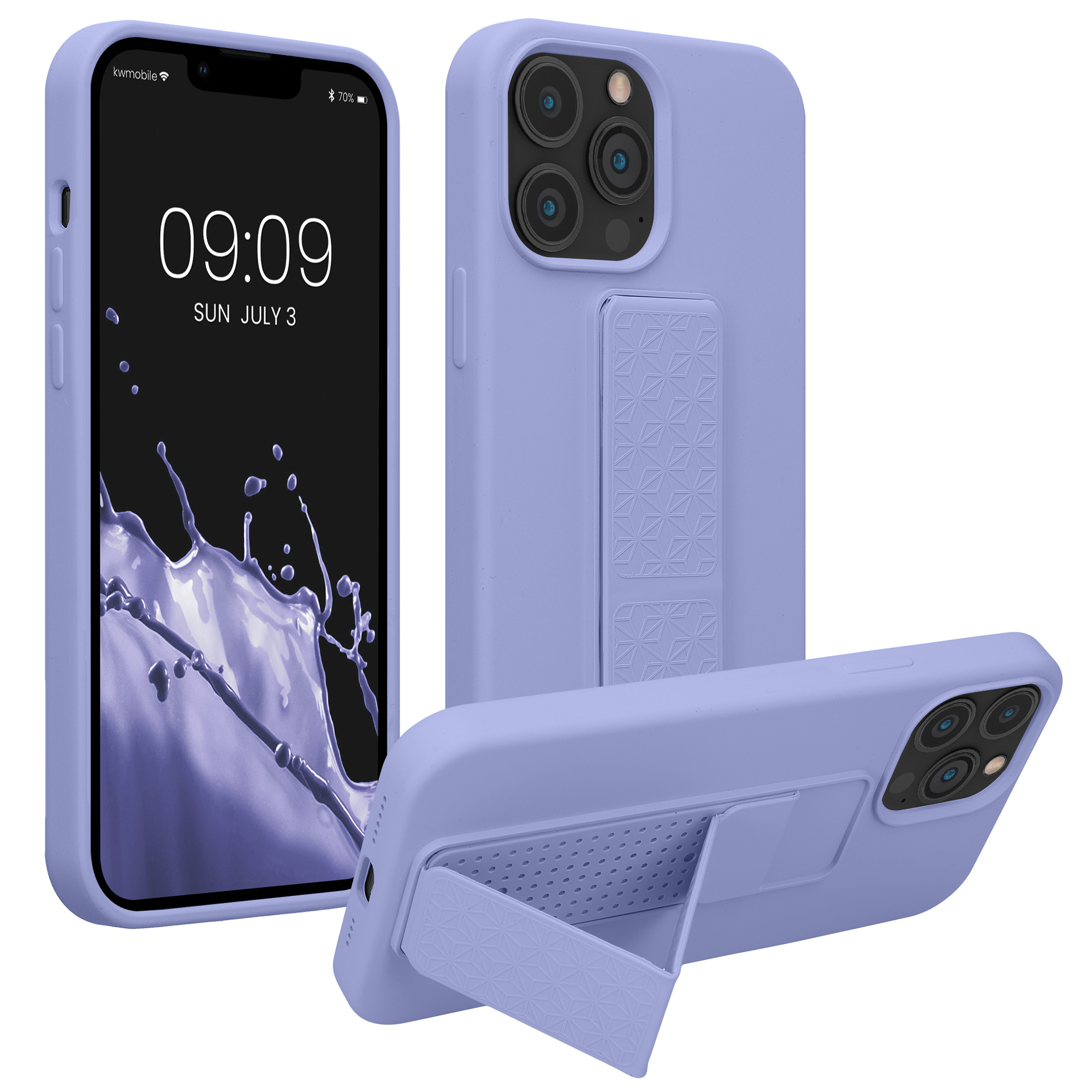 Kryt kwmobile s poutkem se stojánkem iPhone 13 Pro Max levandulová