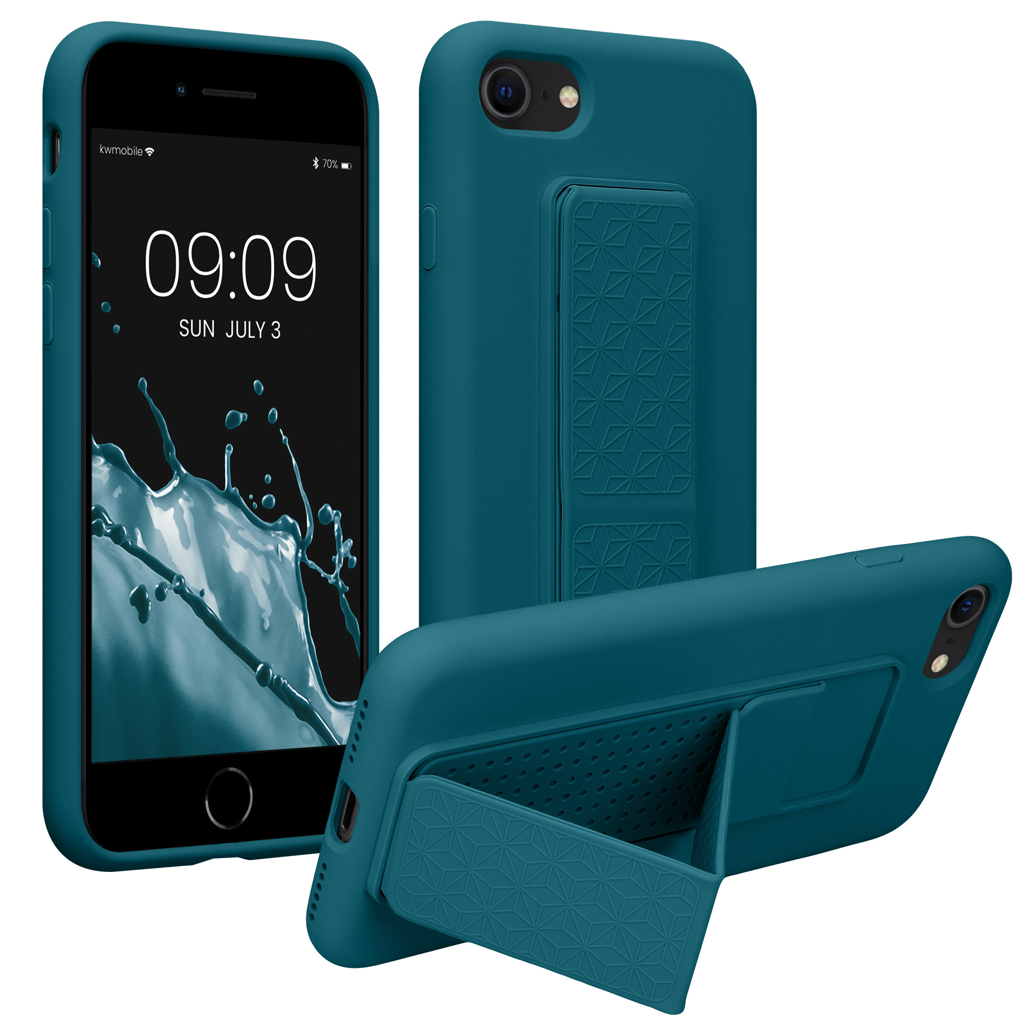 TPU kryt s poutkem a stojánkem kwmobile pro iPhone SE 2022/2020/8/7 - petrolejová matná