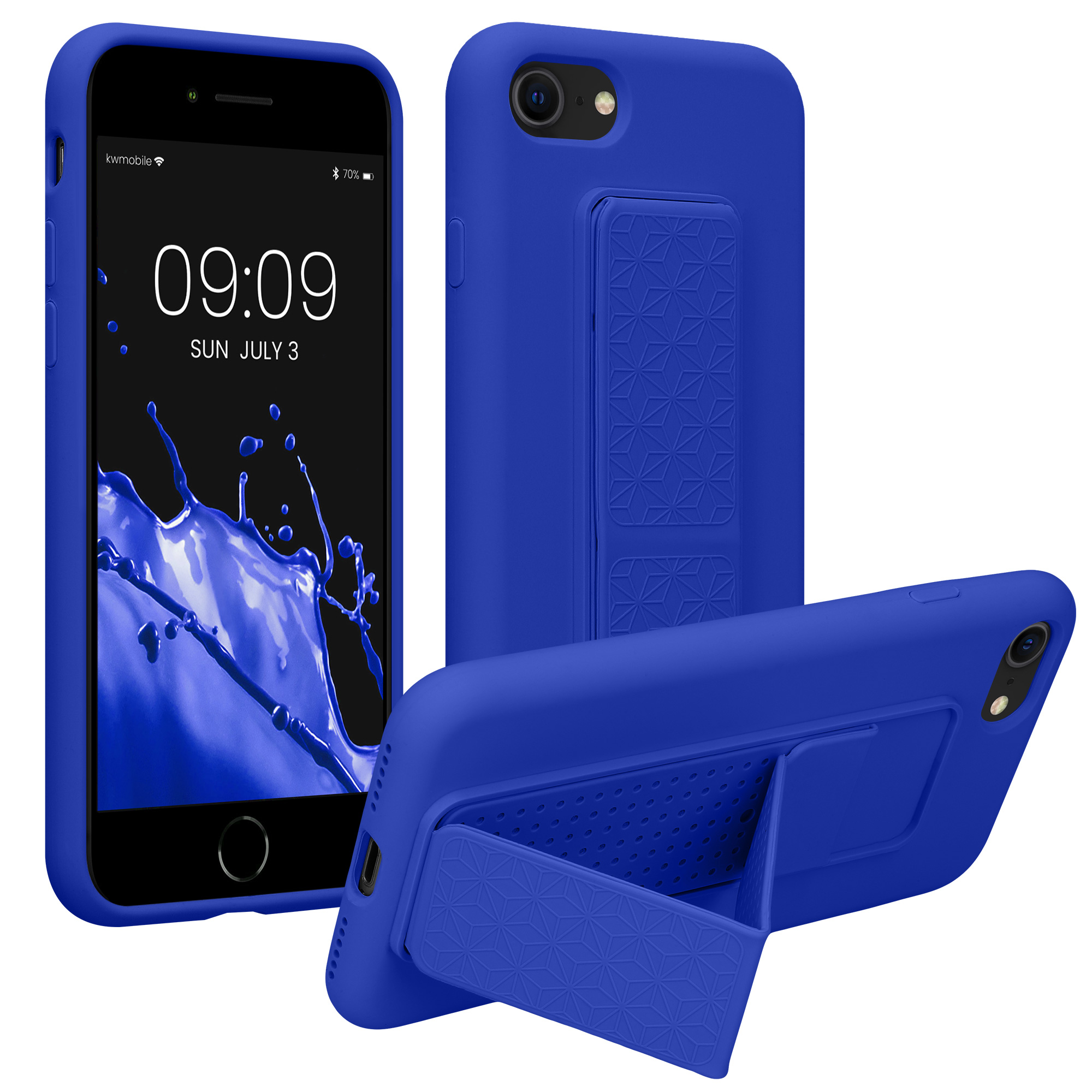 TPU kryt s poutkem a stojánkem kwmobile pro iPhone SE 2022/2020/8/7 - baltská modrá