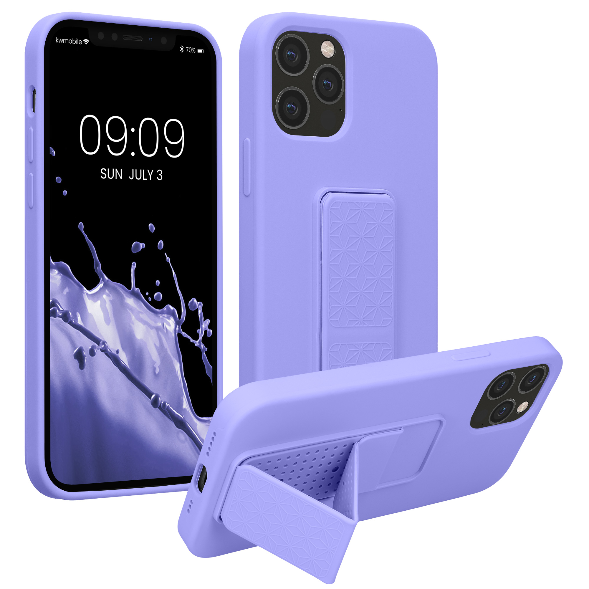 Kryt s poutkem a stojánkem kwmobile pro iPhone 12 / iPhone 12 Pro - levandulová