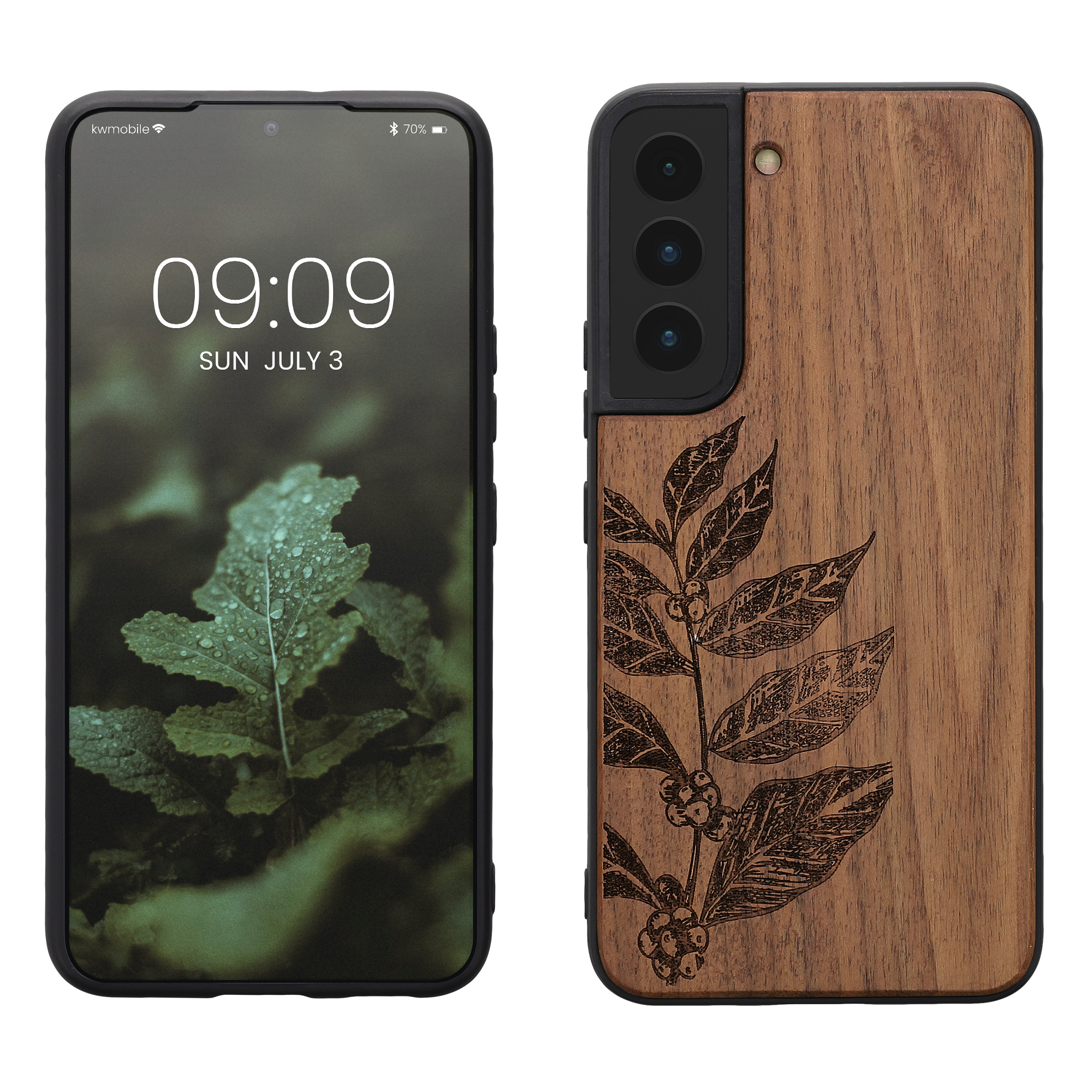 Dřevěný kryt na mobil Galaxy S22 kwmobile hnědý