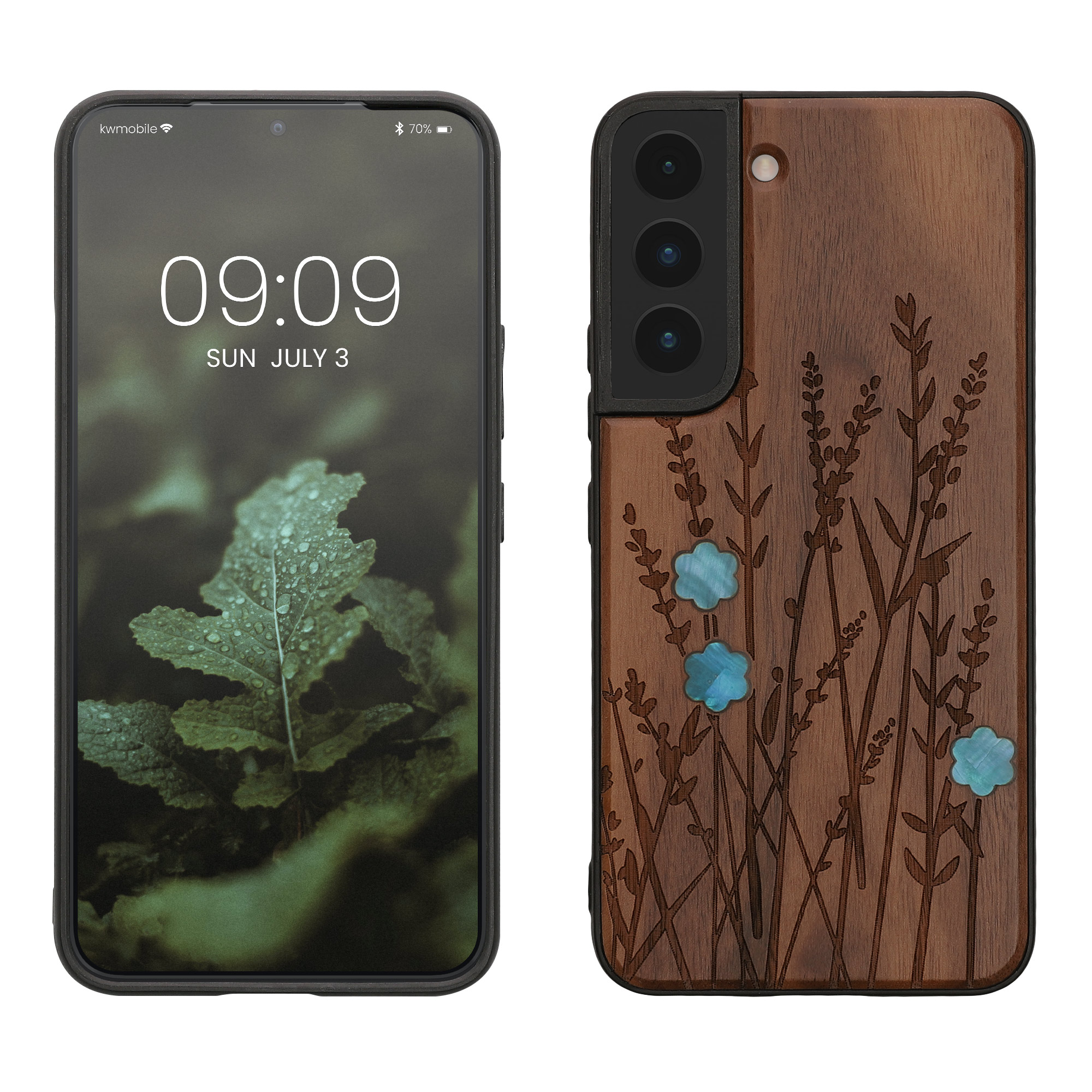 Dřevěný kryt na mobil Galaxy S22 kwmobile hnědý