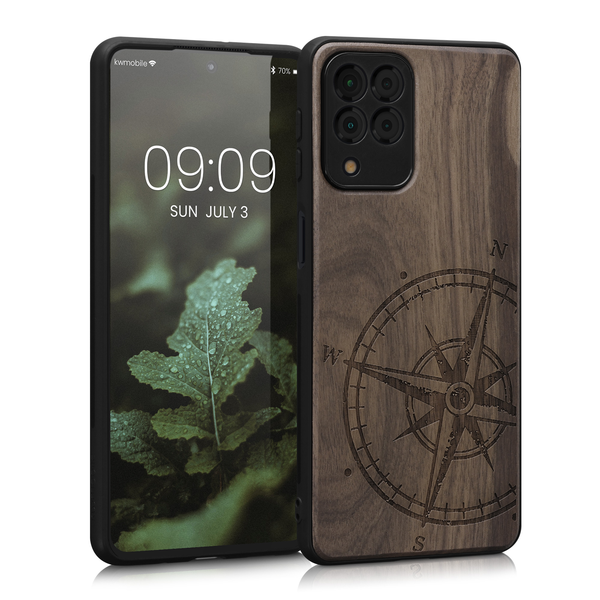 Dřevěný kryt na mobil Samsung Galaxy M53 5G kwmobile tmavě hnědý