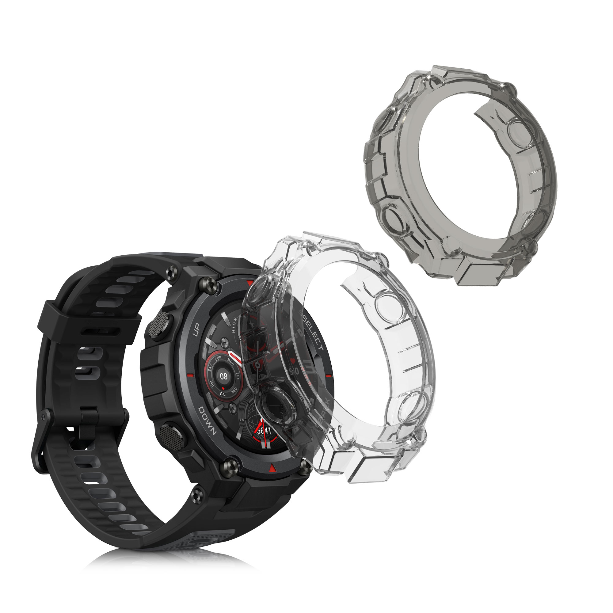 Sada 2 rámečků pro Huami Amazfit T-Rex / T-Rex Pro kwmobile - černá a transparentní