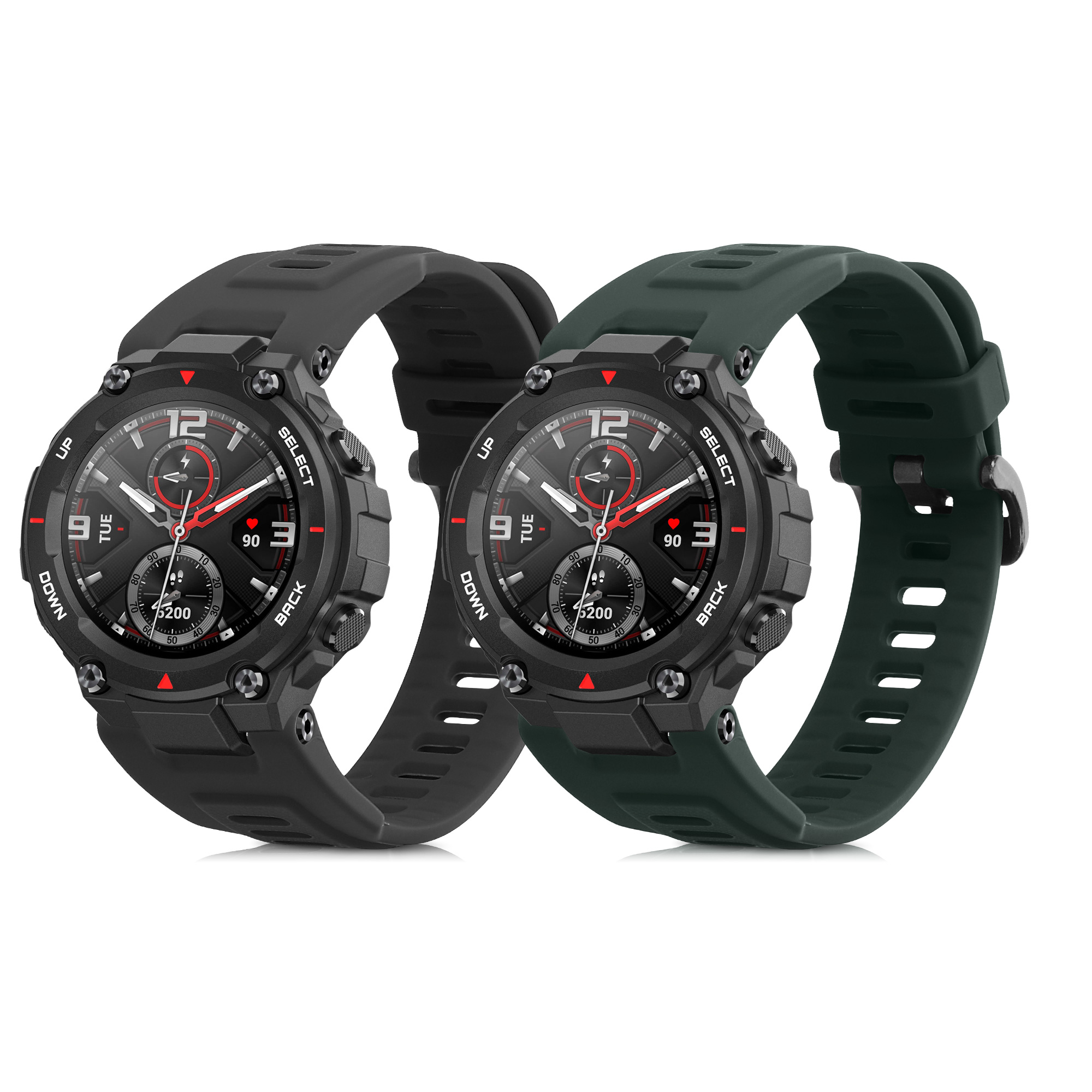 Sada 2 řemínků pro Huami Amazfit T-Rex / T-Rex Pro kwmobile - tmavě zelená a šedá