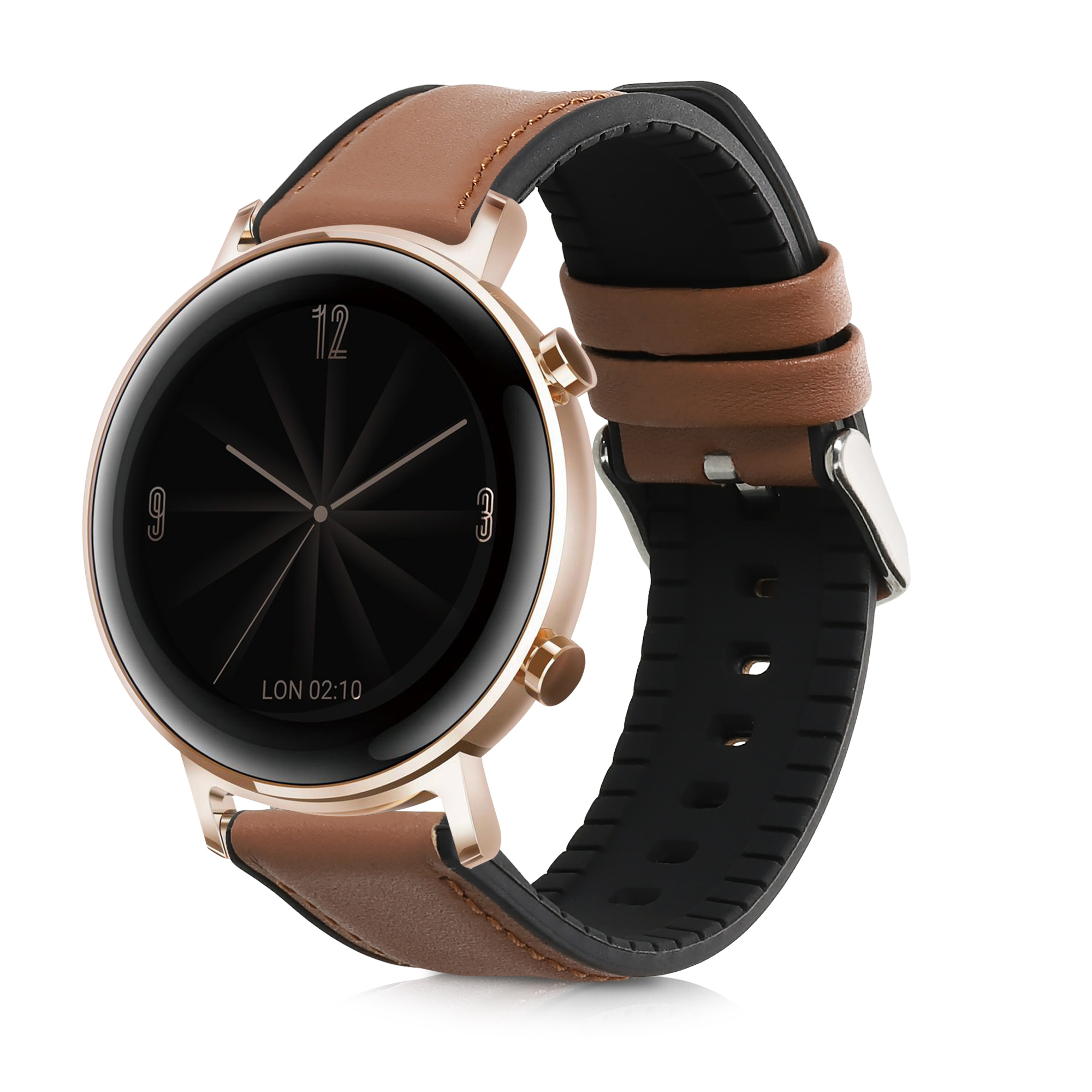 Řemínek kwmobile pro Huawei Watch 2 / Watch GT2 (42mm) / Honor Magic Watch 2 (42mm) - hnědá / černá