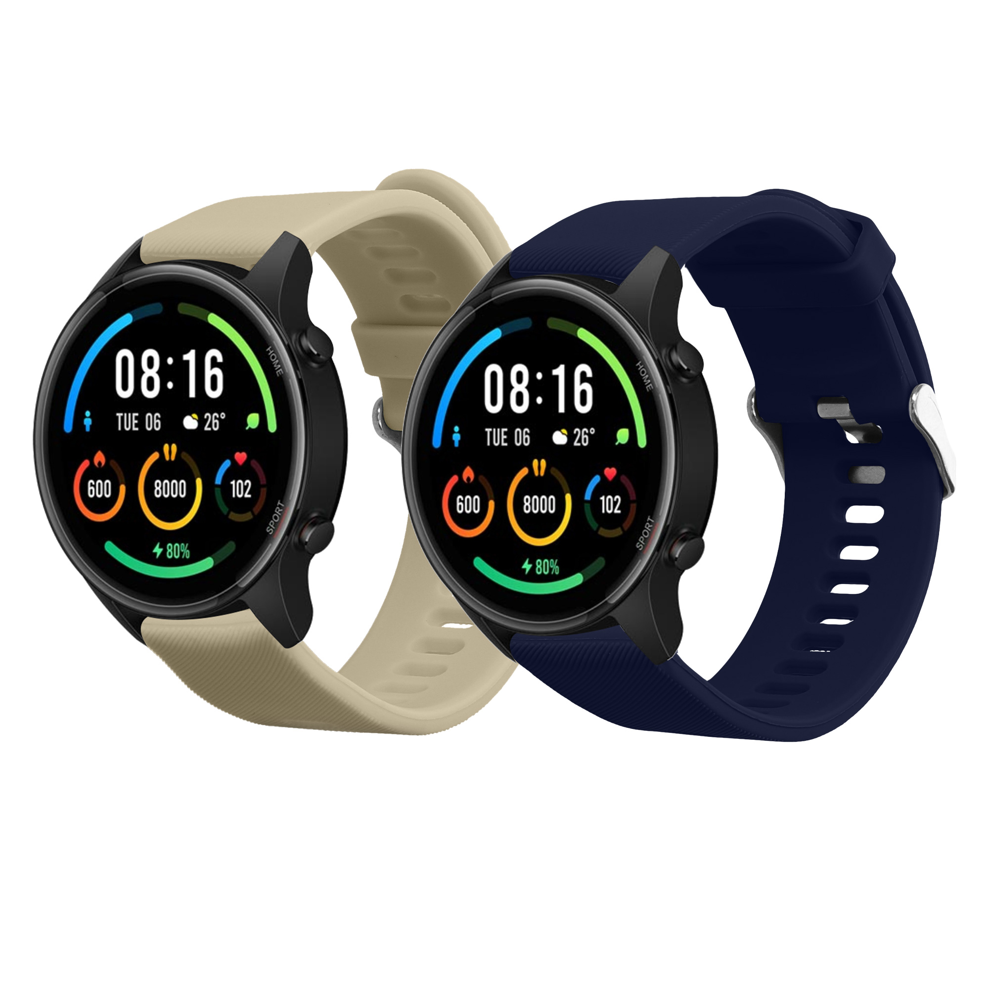 Řemínky pro Xiaomi Mi Watch / Mi Watch Color Sport kwmobile silikonové - tmavě modrá / béžová
