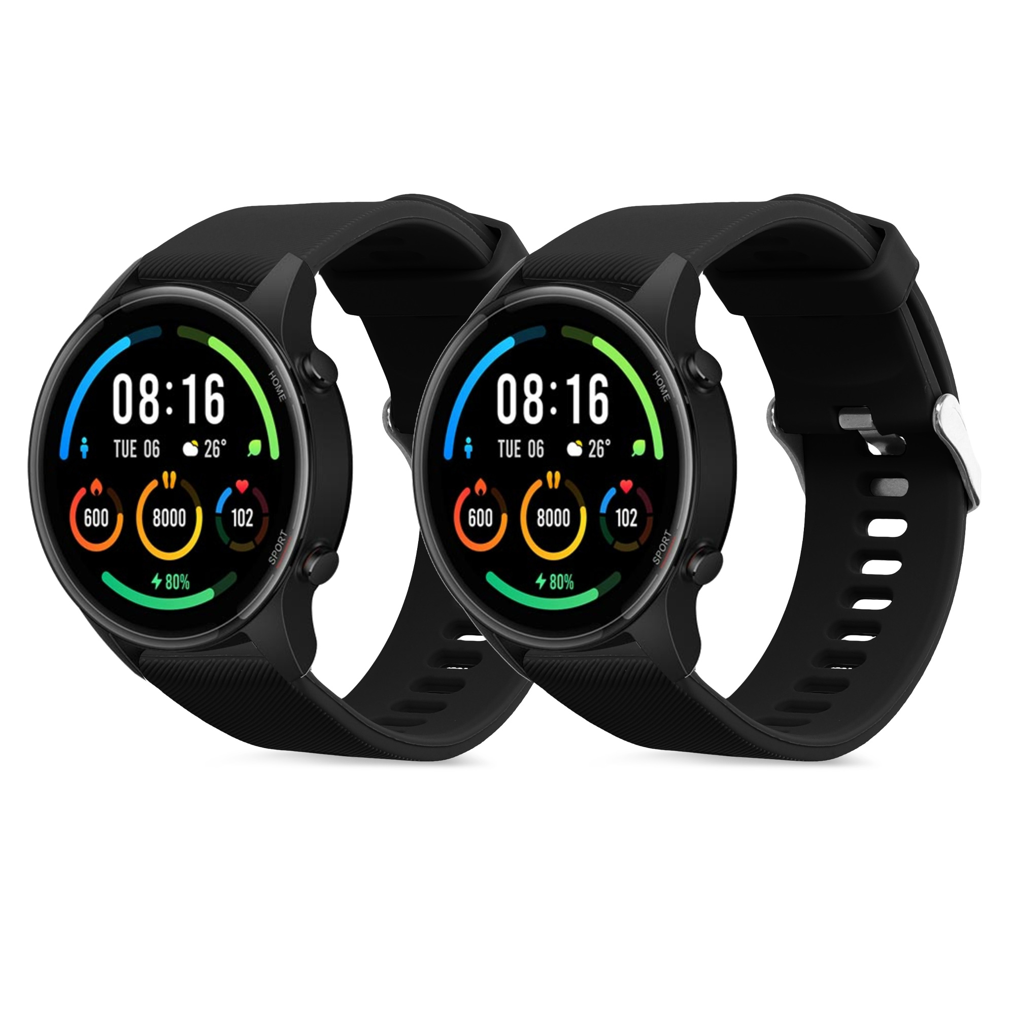Řemínek na hodinky kwmobile silikonový pro Xiaomi Watch S4/S4 Sport/S3/S2/Watch S1 Active/Redmi Watch 5 Active, černá / černá, 2