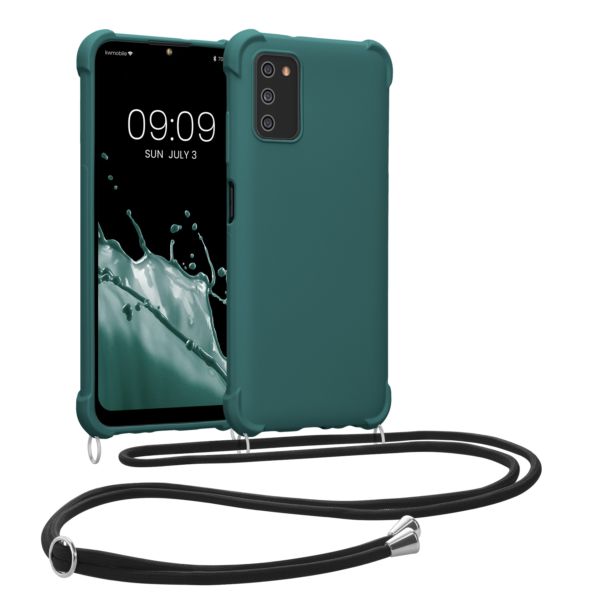 Crossbody kryt na mobil Samsung Galaxy A03s Case kwmobile petrolejový