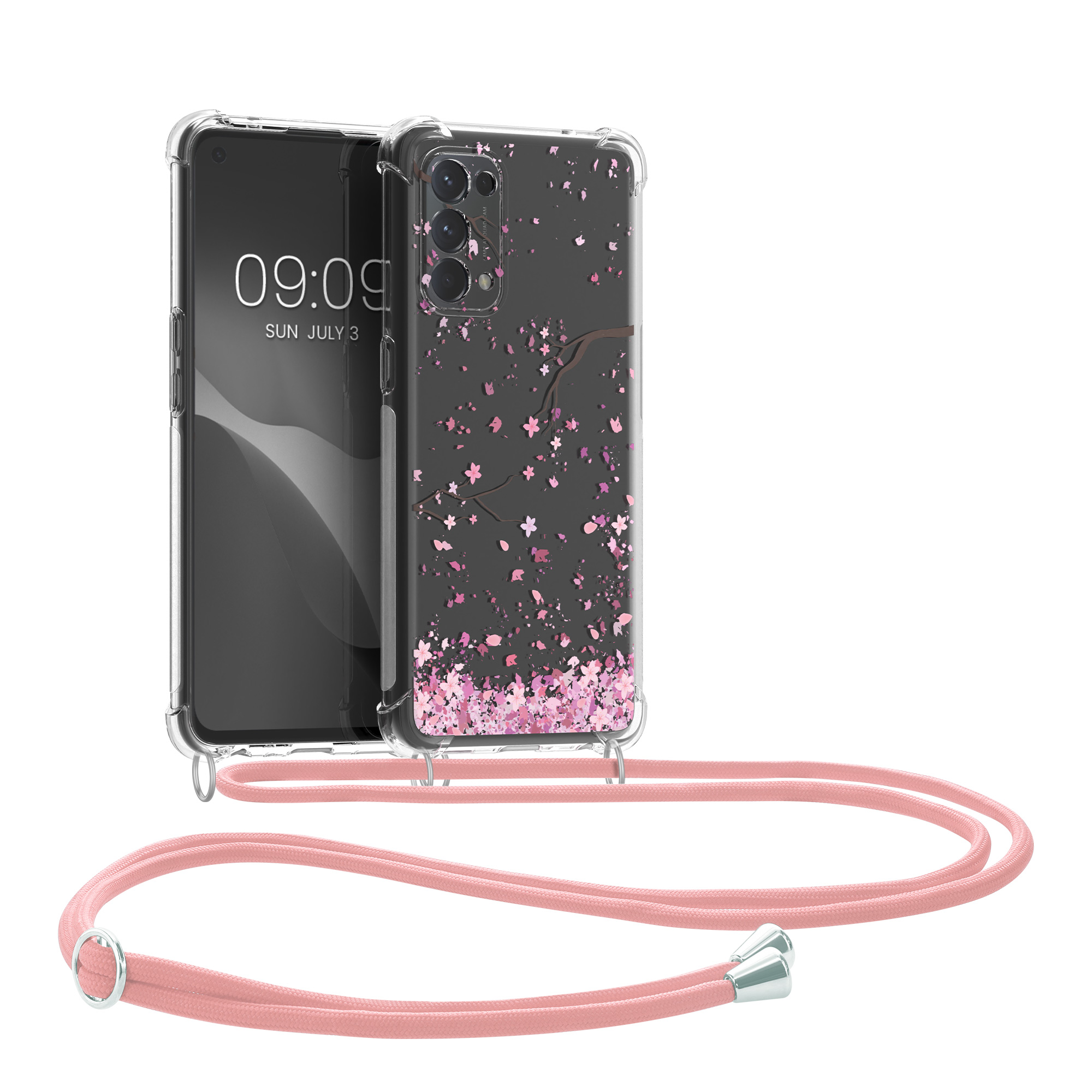 Crossbody kryt na mobil Oppo Find X3 Lite kwmobile šňůrka cherry blossom