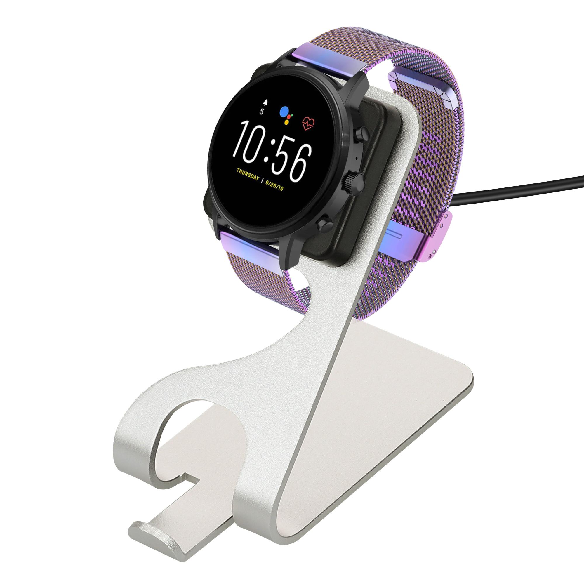 Nabíječka pro chytré hodinky kwmobile pro Fossil Gen 4 / Gen 5 / Michael Kors R… - černá / stříbrná