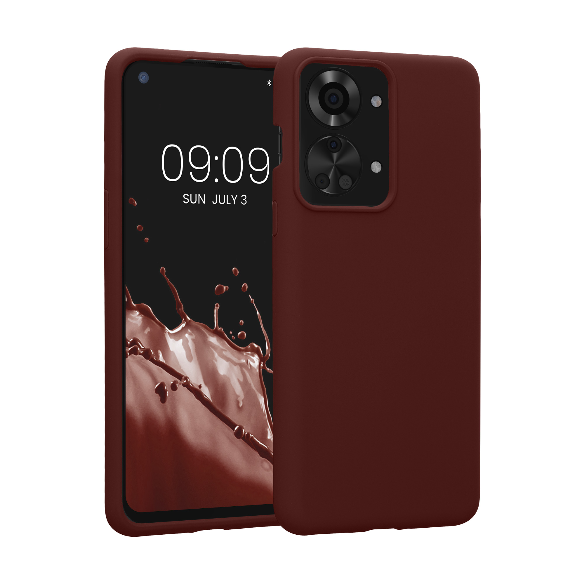 Silikonový kryt pro OnePlus Nord 2T 5G, nárazuvzdorný, pro bezdrátové nabíjení kwmobile ‑ cihlově červená
