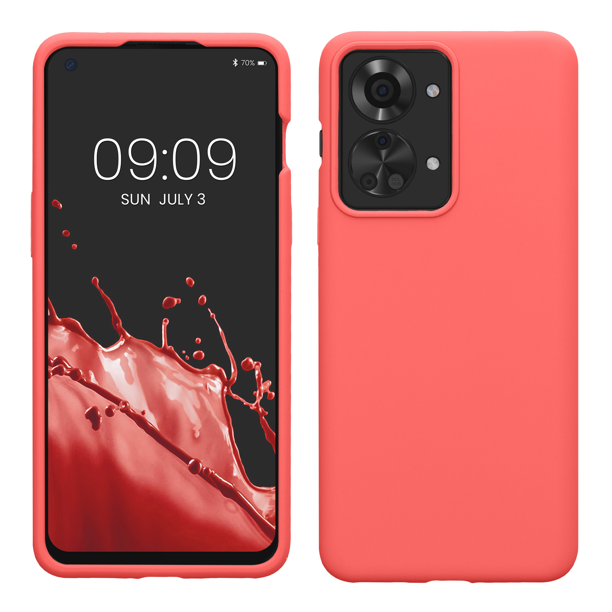 Kwmobile Silikonový kryt OnePlus Nord 2T 5G neonově korálová